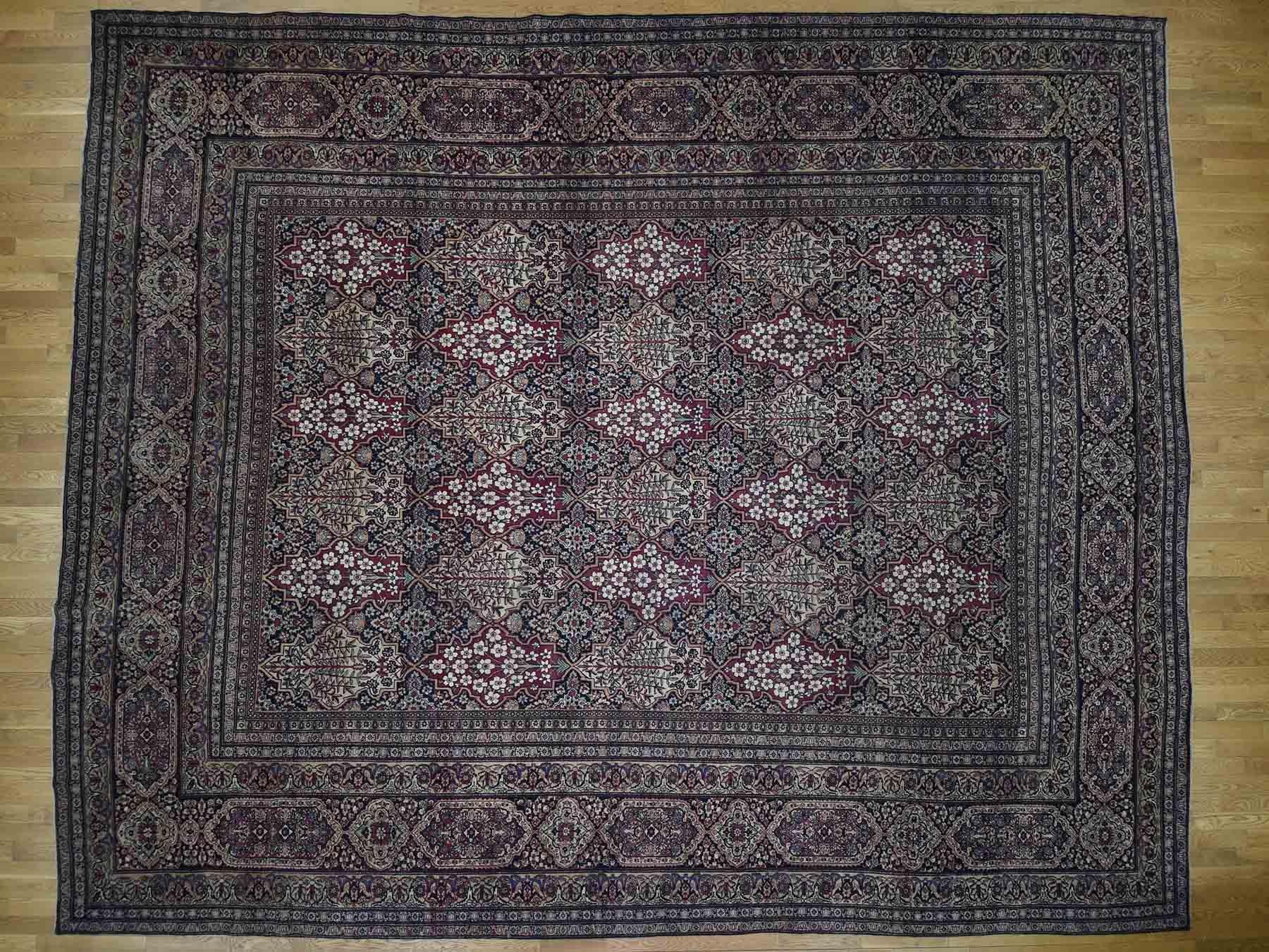 Wool 1890 Antique Persian Kermanshah Rug, Even Wear, Majestic Garden For Sale