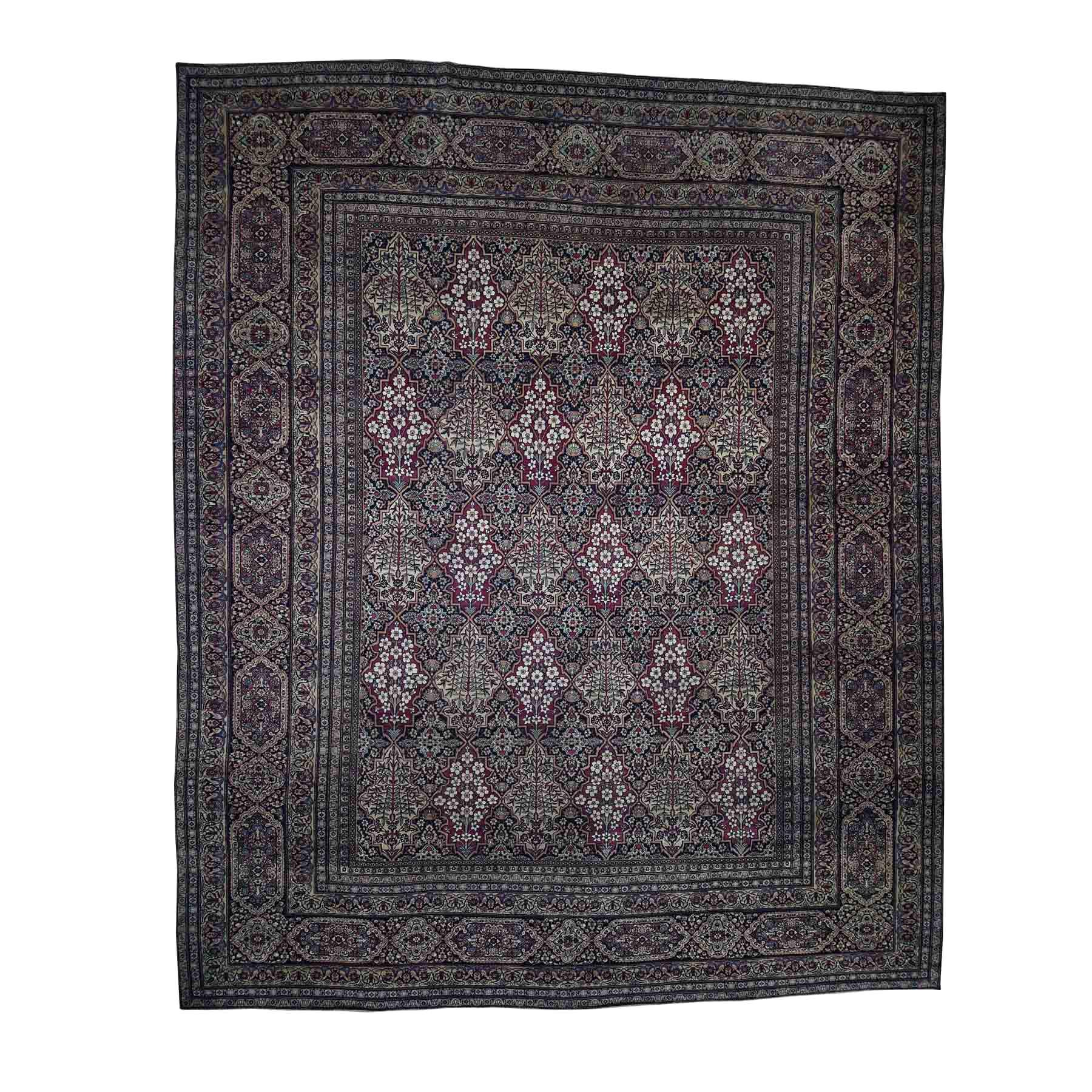 1890 Antique Persian Kermanshah Rug, Even Wear, Majestic Garden