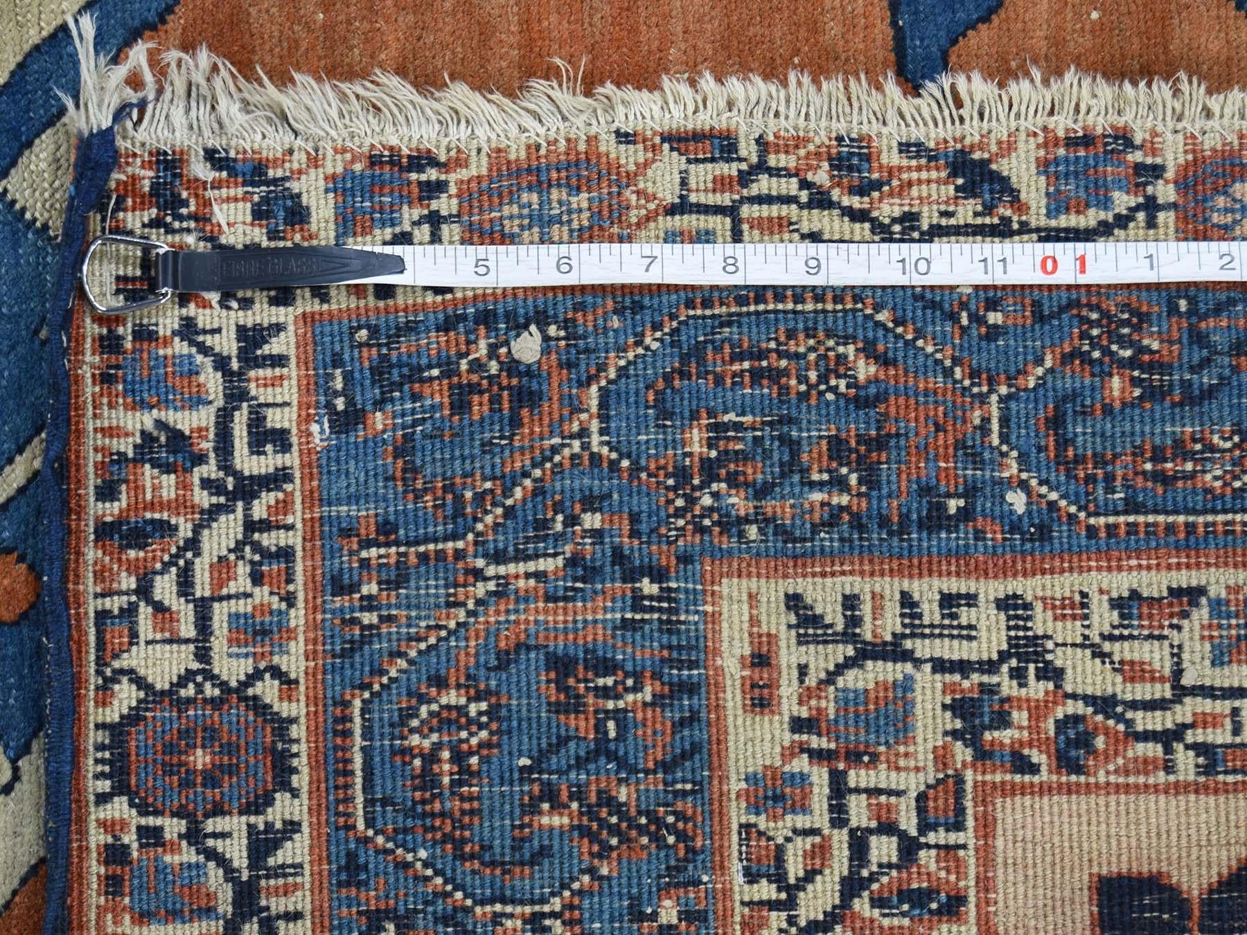 Wool 1890 Antique Persian Serapi Rug, Bold Flower Design, Breathtaking For Sale