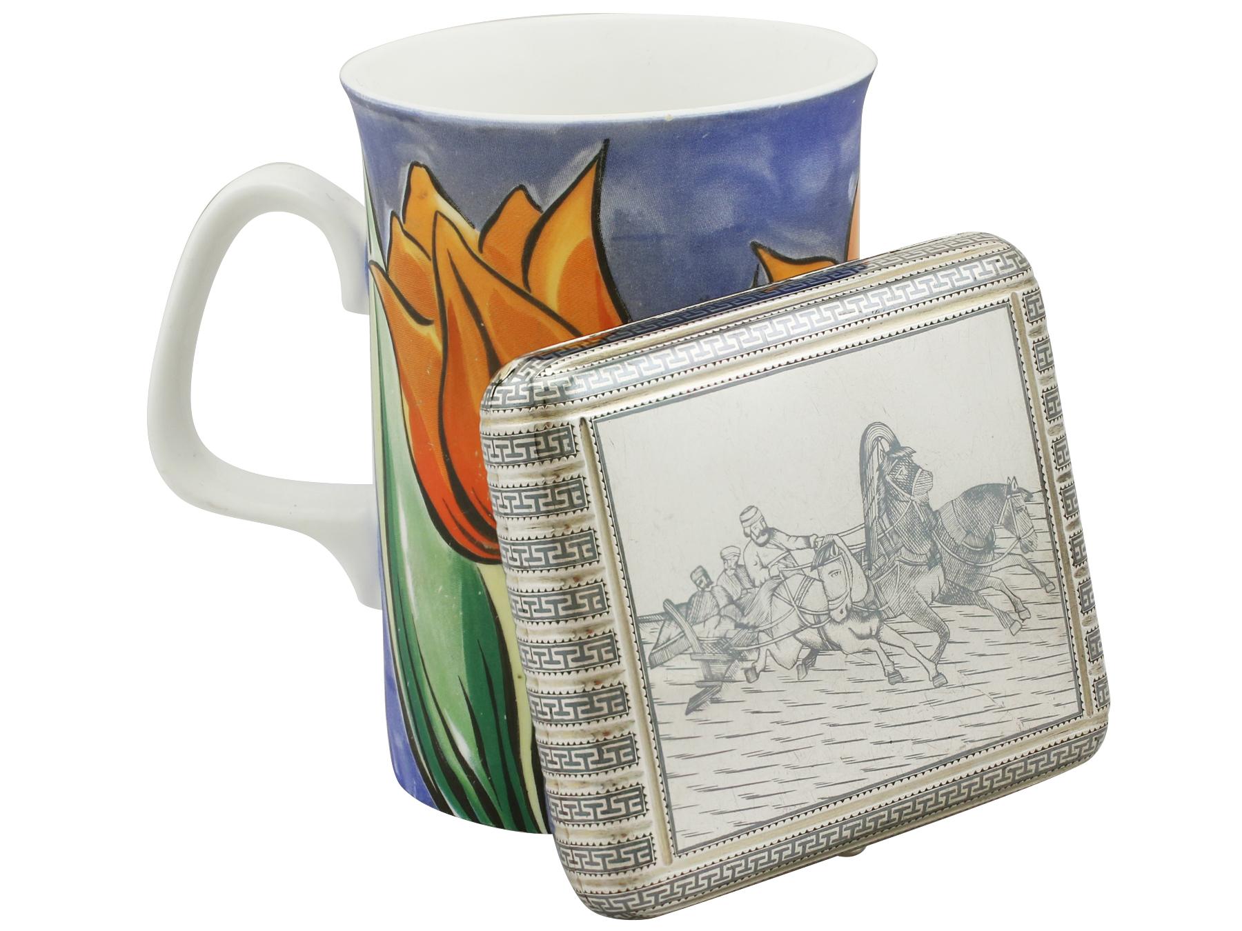 1890 Antique Russian Silver and Niello Enamel Cheroot Holder or Case In Excellent Condition In Jesmond, Newcastle Upon Tyne