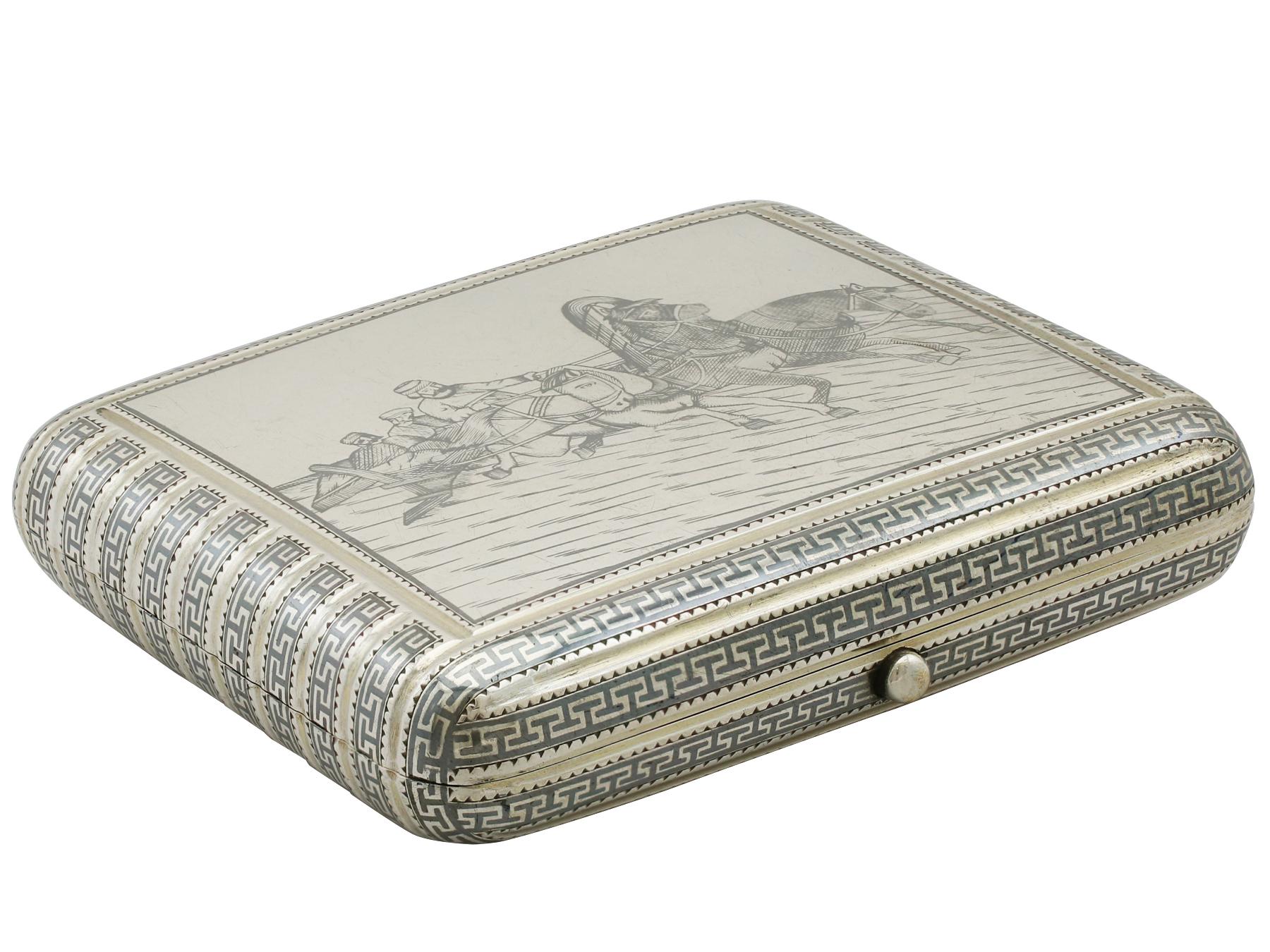 Late 19th Century 1890 Antique Russian Silver and Niello Enamel Cheroot Holder or Case