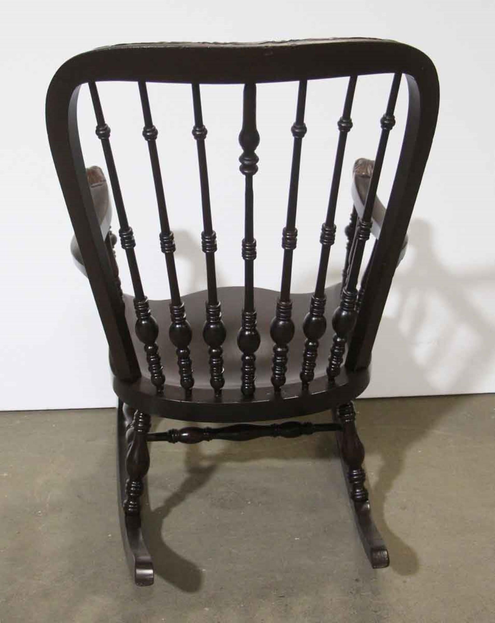 1890 Antique Victorian Carved Oak Rocking Chair with Griffon Arms 6