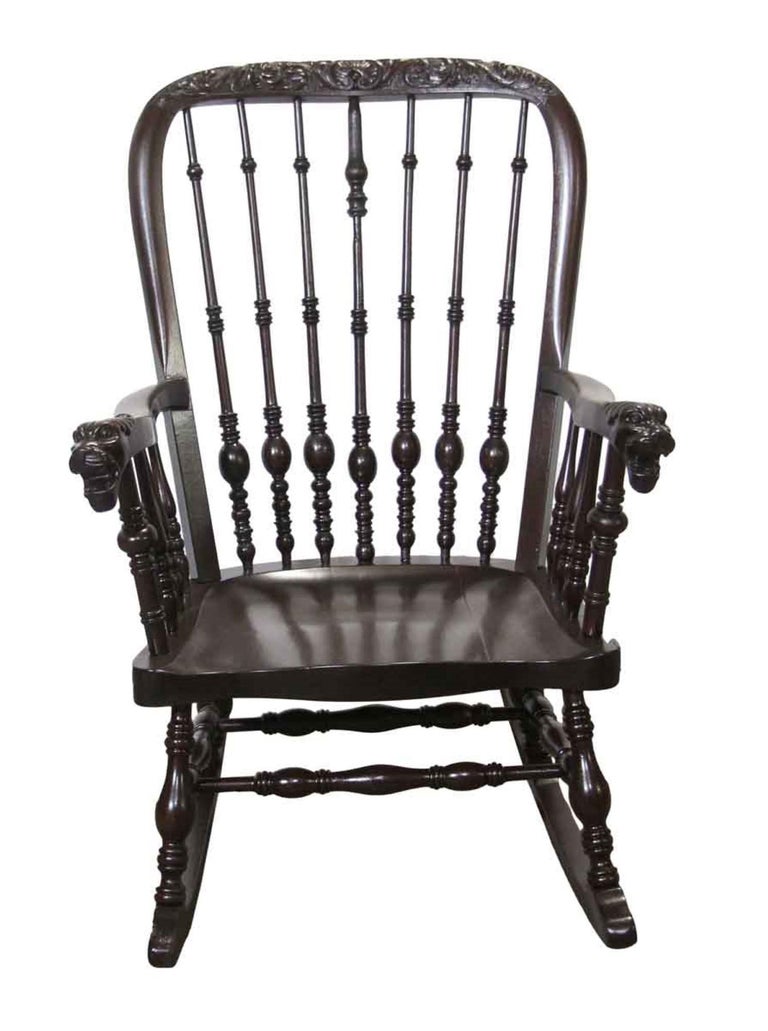 1890 Antique Victorian Carved Oak Rocking Chair with Griffon Arms For ...