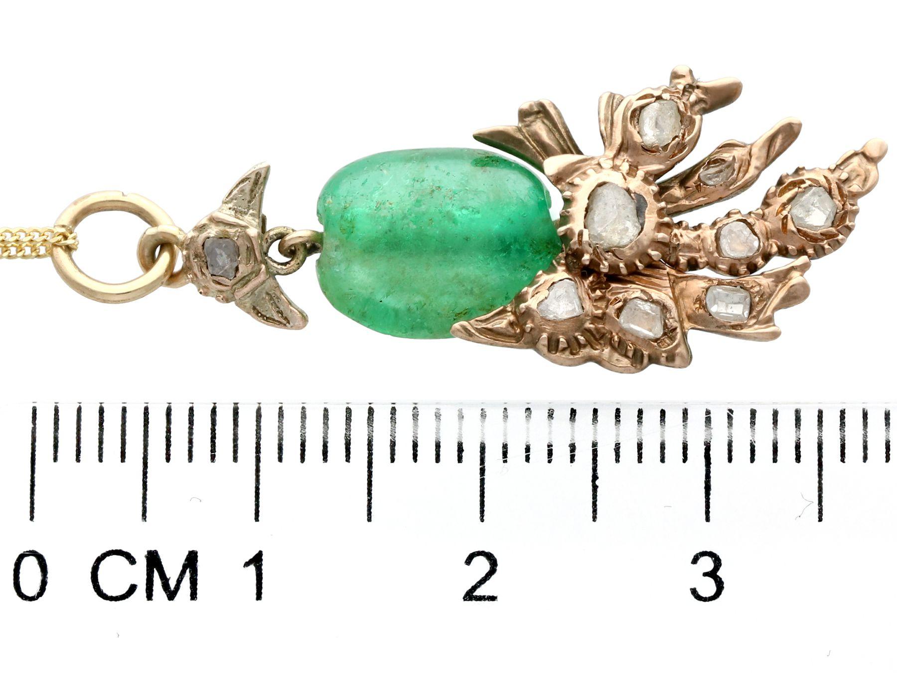 Women's 1890 Antique Victorian Emerald and Diamond Yellow Gold Pendant