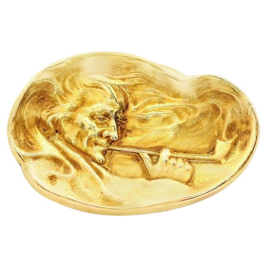 1890 Gemelli Art Nouveau in oro giallo 14k Smoking Man Whiteside and Blank