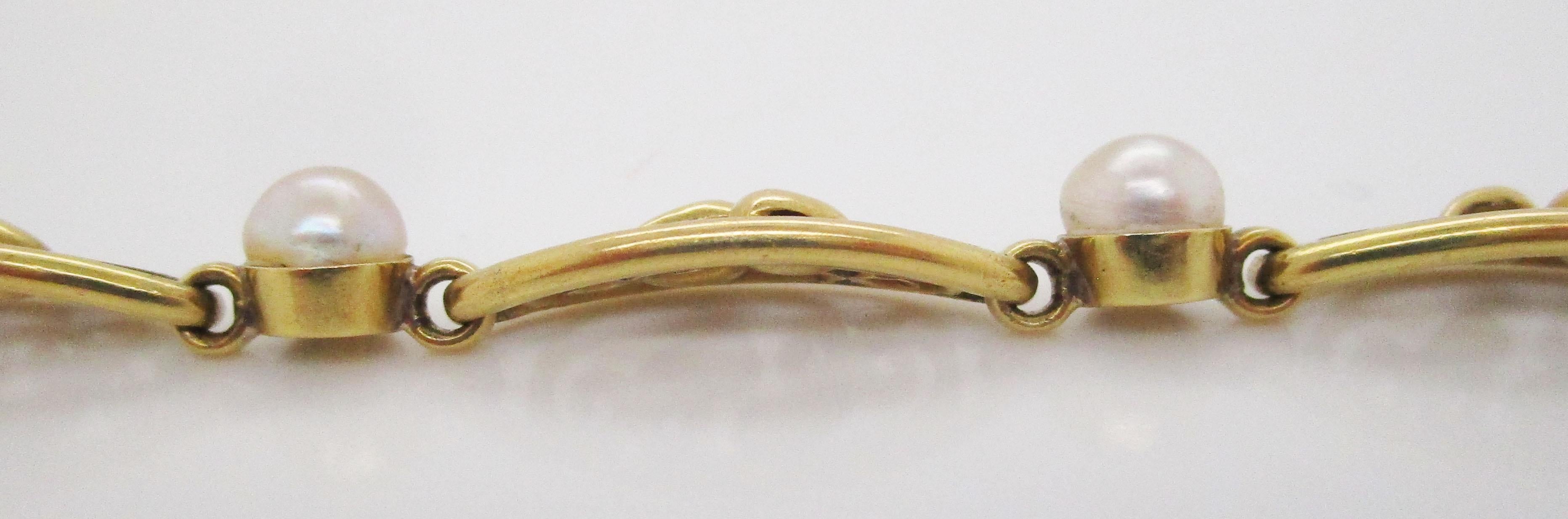 Französisches Jugendstil-Armband aus 18 Karat Gold und GIA-zertifizierter natürlicher Perle, 1890 im Angebot 1