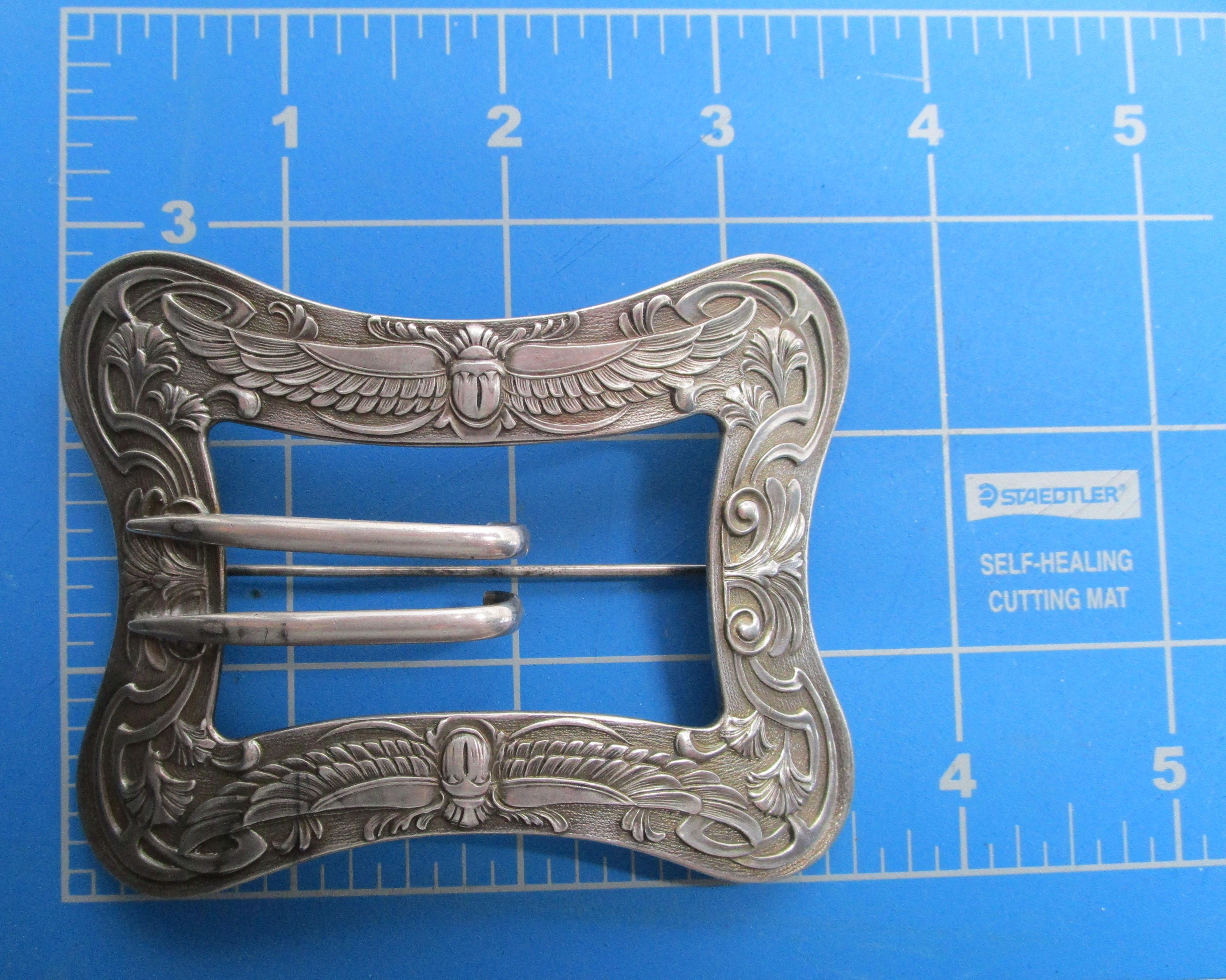1890 Art Nouveau Unger Brothers Sterling Silver Belt Buckle Brooch 3