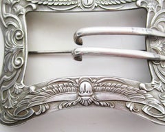 1890 Art Nouveau Unger Brothers Sterling Silver Belt Buckle Brooch