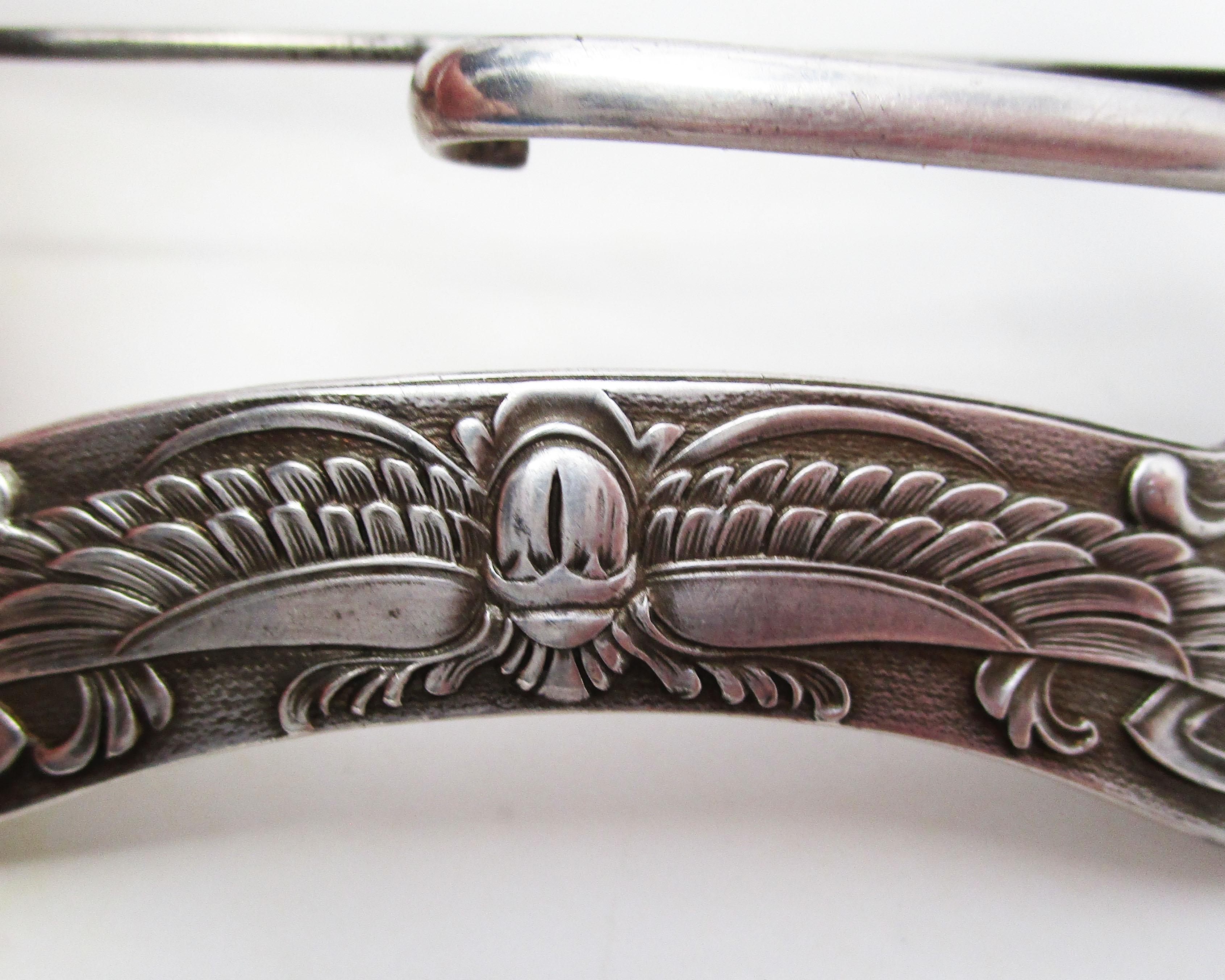 Women's or Men's 1890 Art Nouveau Unger Brothers Sterling Silver Belt Buckle Brooch