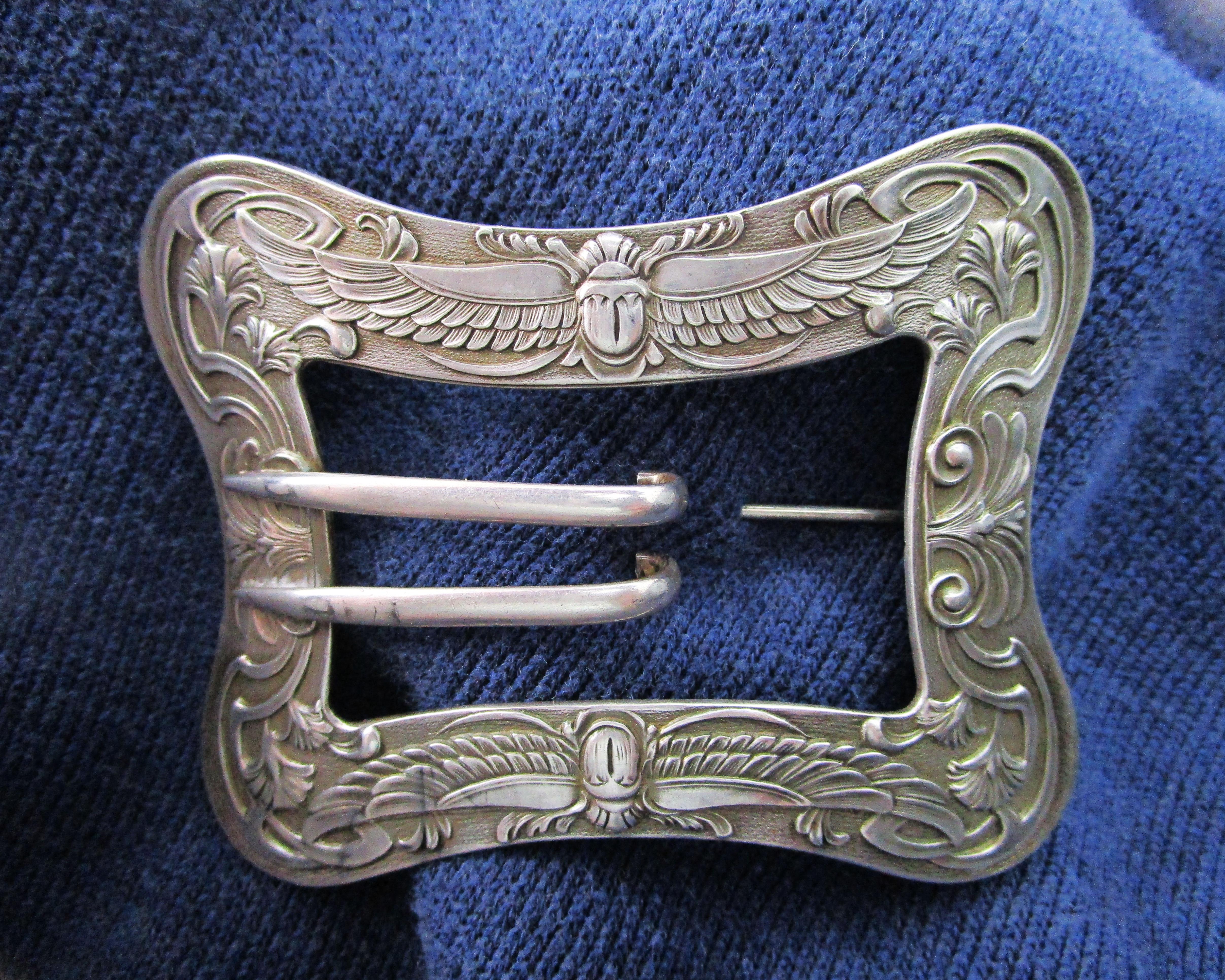 1890 Art Nouveau Unger Brothers Sterling Silver Belt Buckle Brooch 1