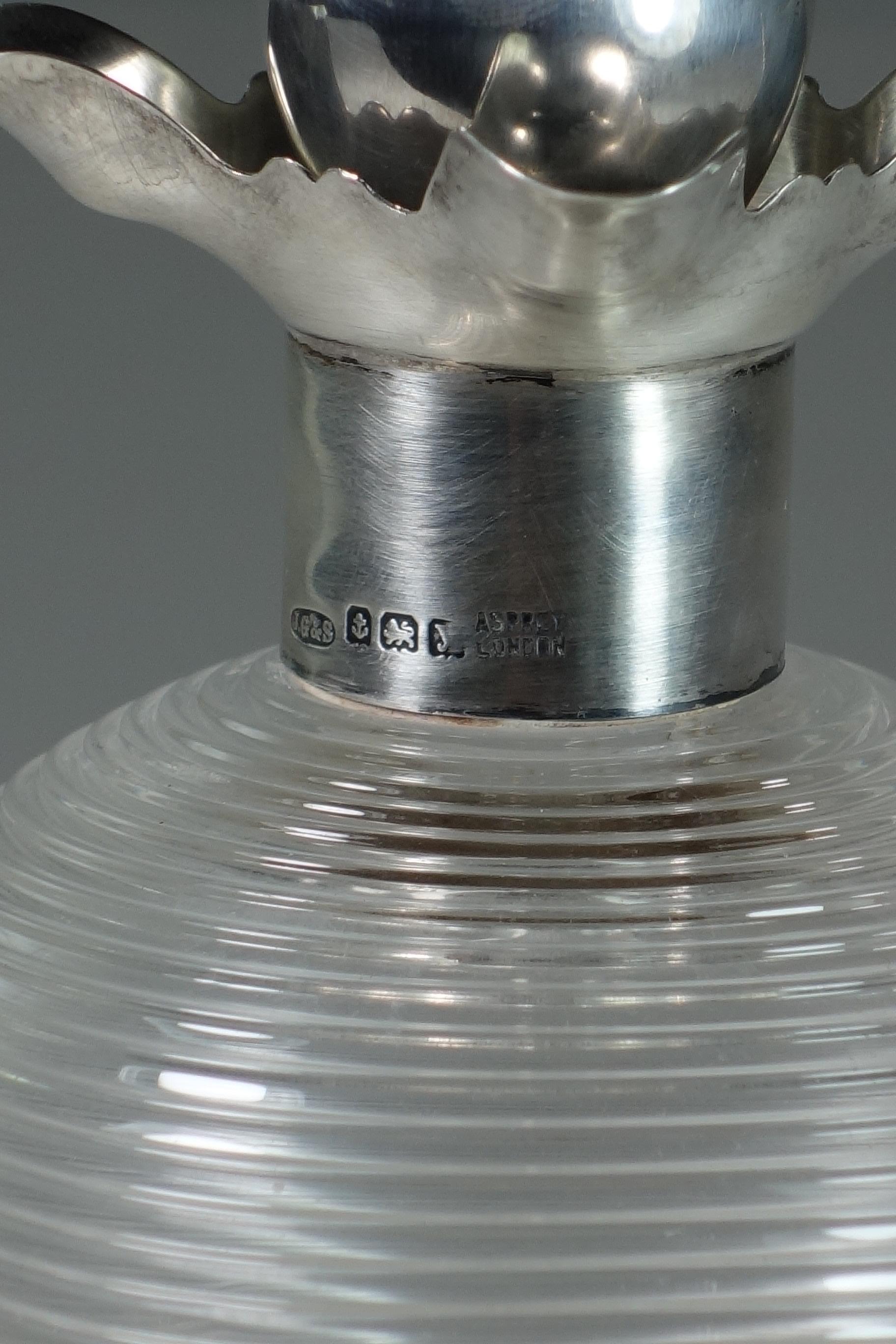 1890 Asprey London Victorian Sterling Silver Glass Decanter im Angebot 2