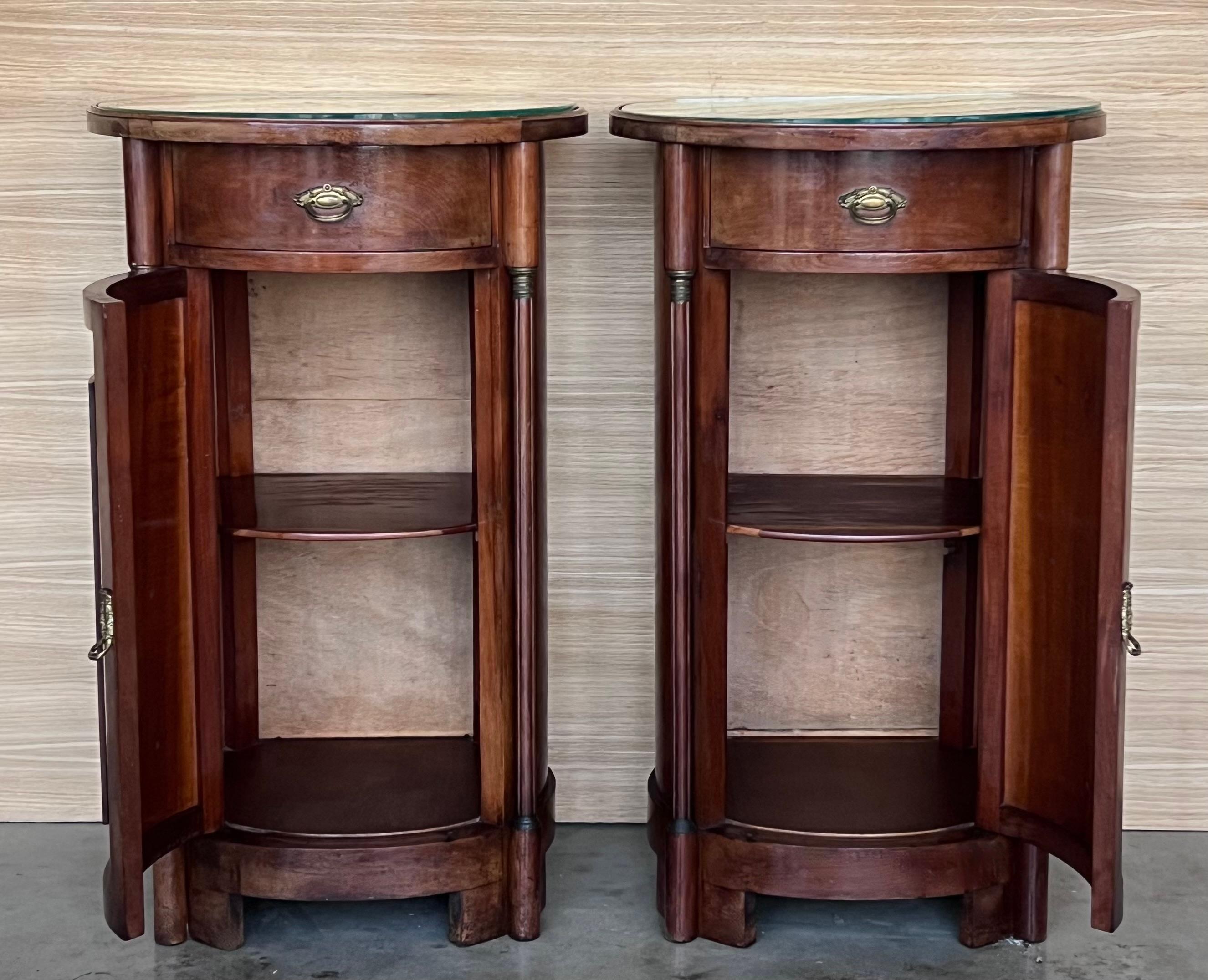 1890 Biedermeier Style Drum Tables with Drawer and Door For Sale 4