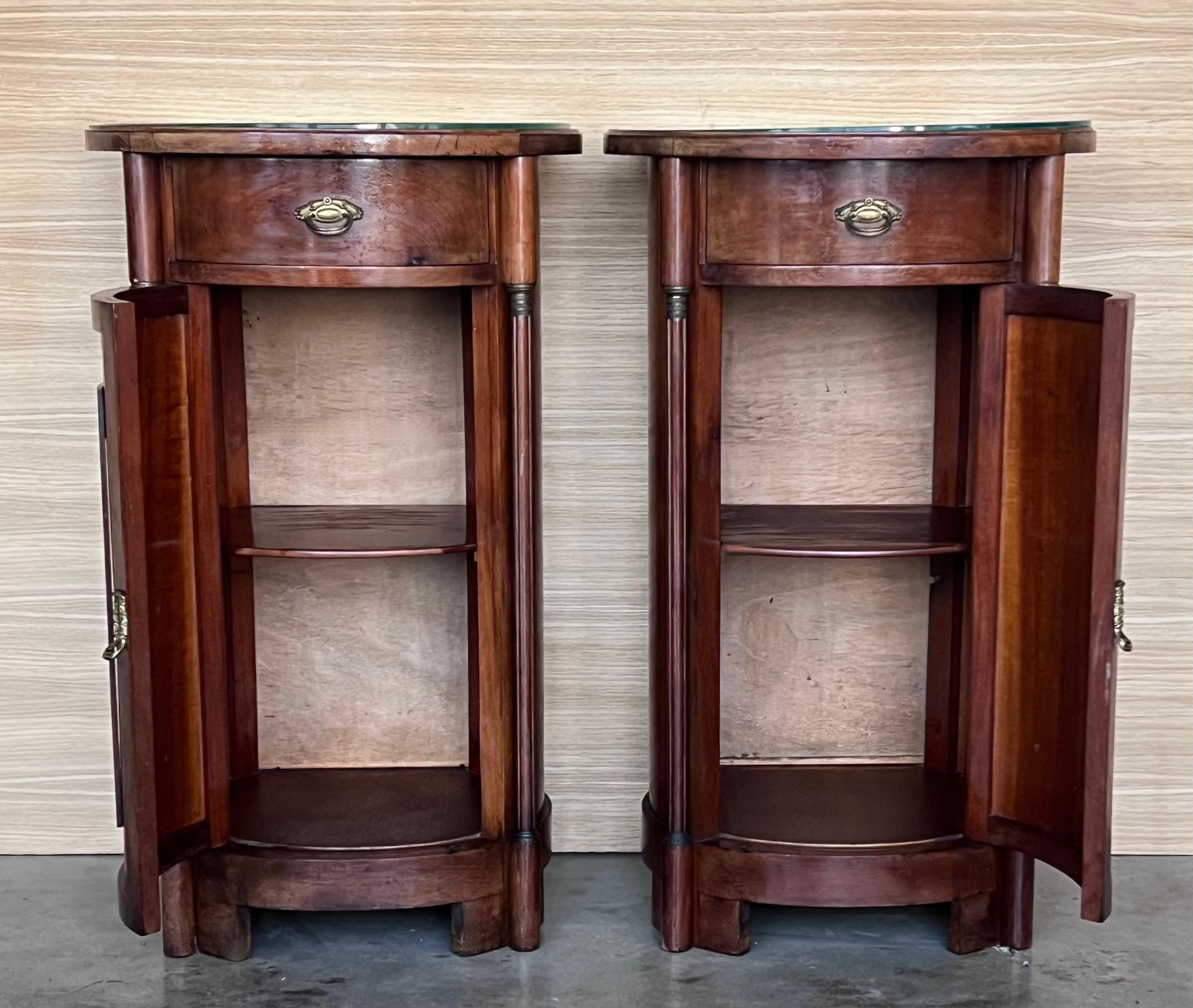 1890 Biedermeier Style Drum Tables with Drawer and Door For Sale 5