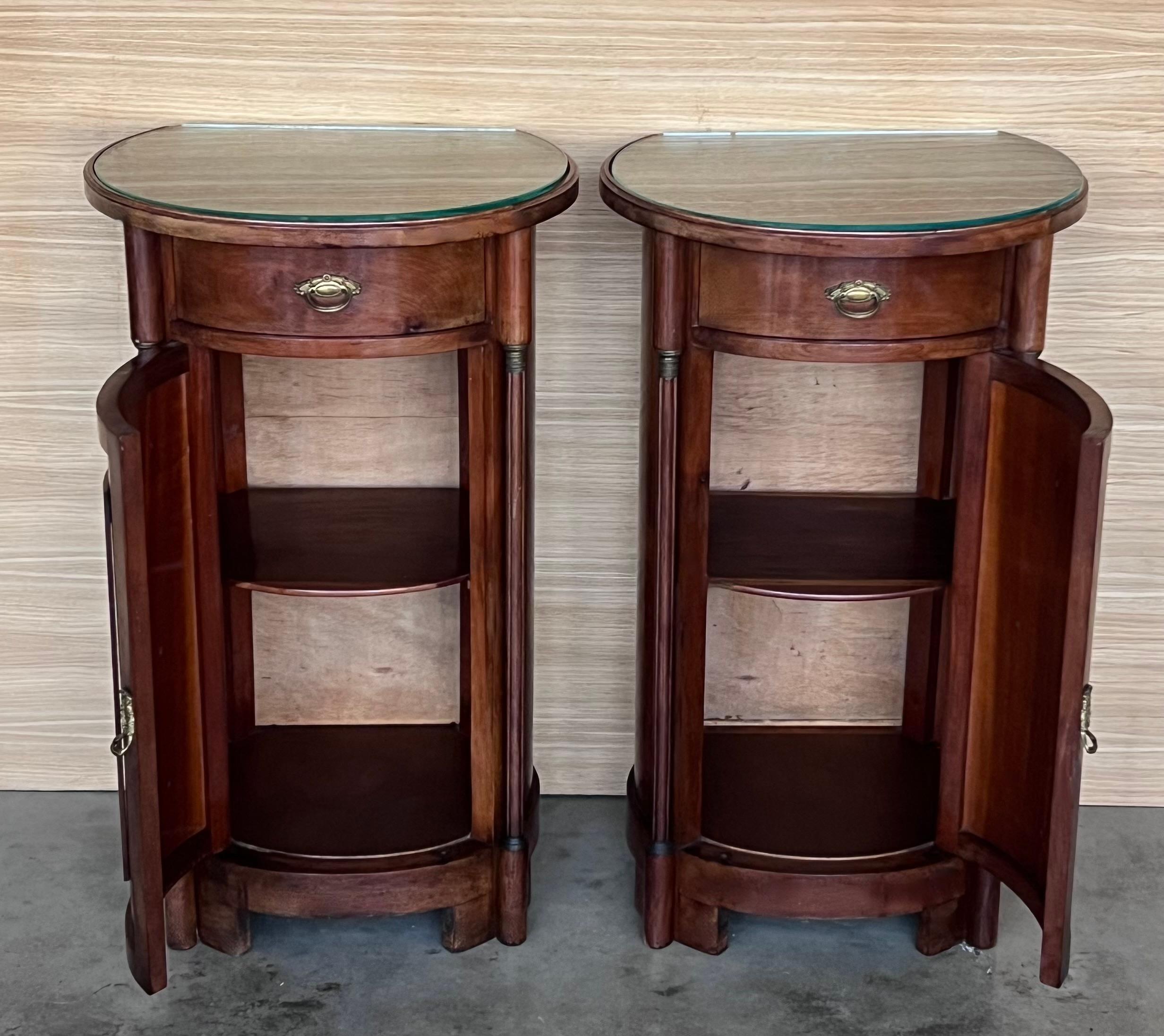 1890 Biedermeier Style Drum Tables with Drawer and Door For Sale 6