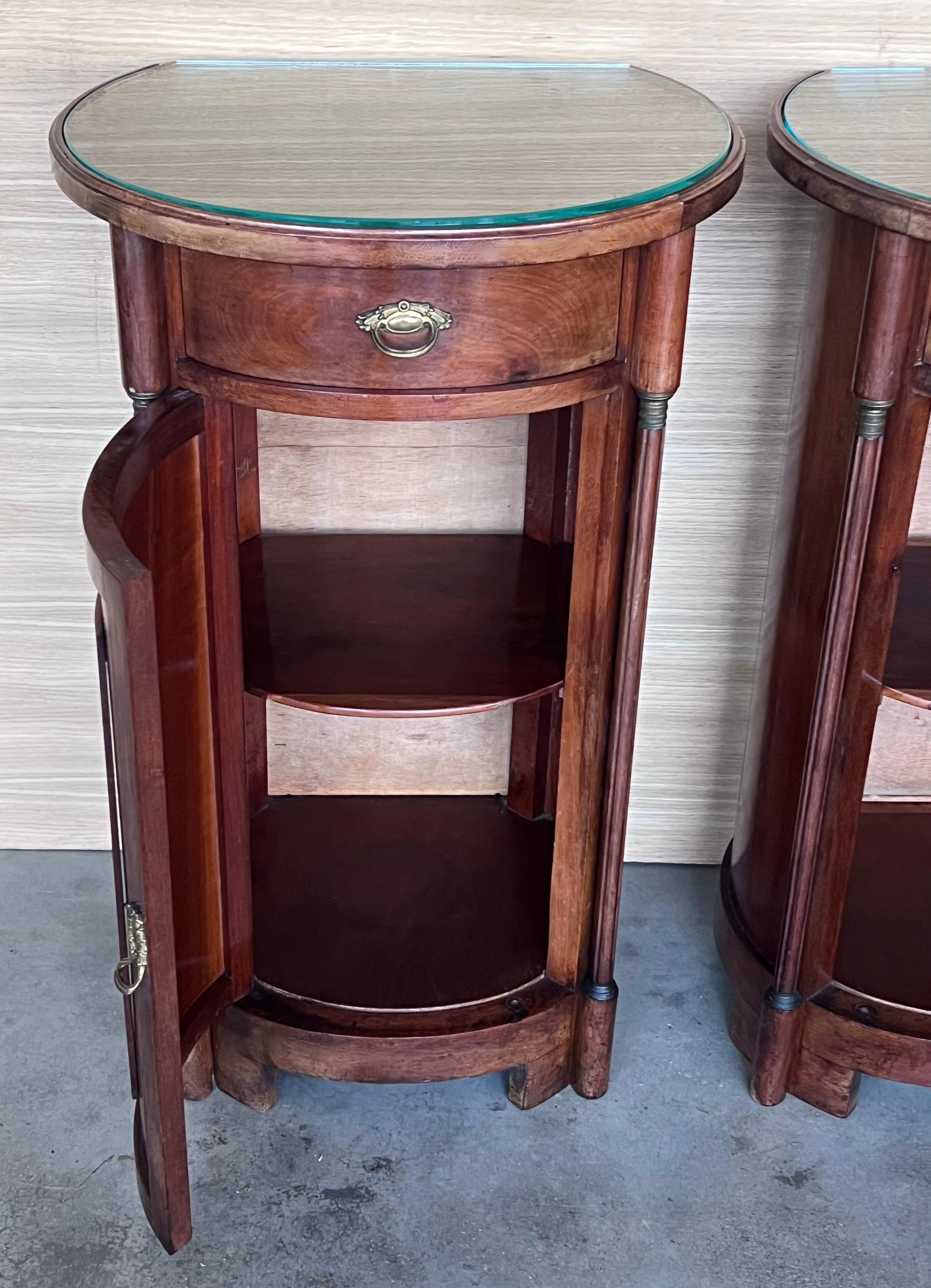 1890 Biedermeier Style Drum Tables with Drawer and Door For Sale 7