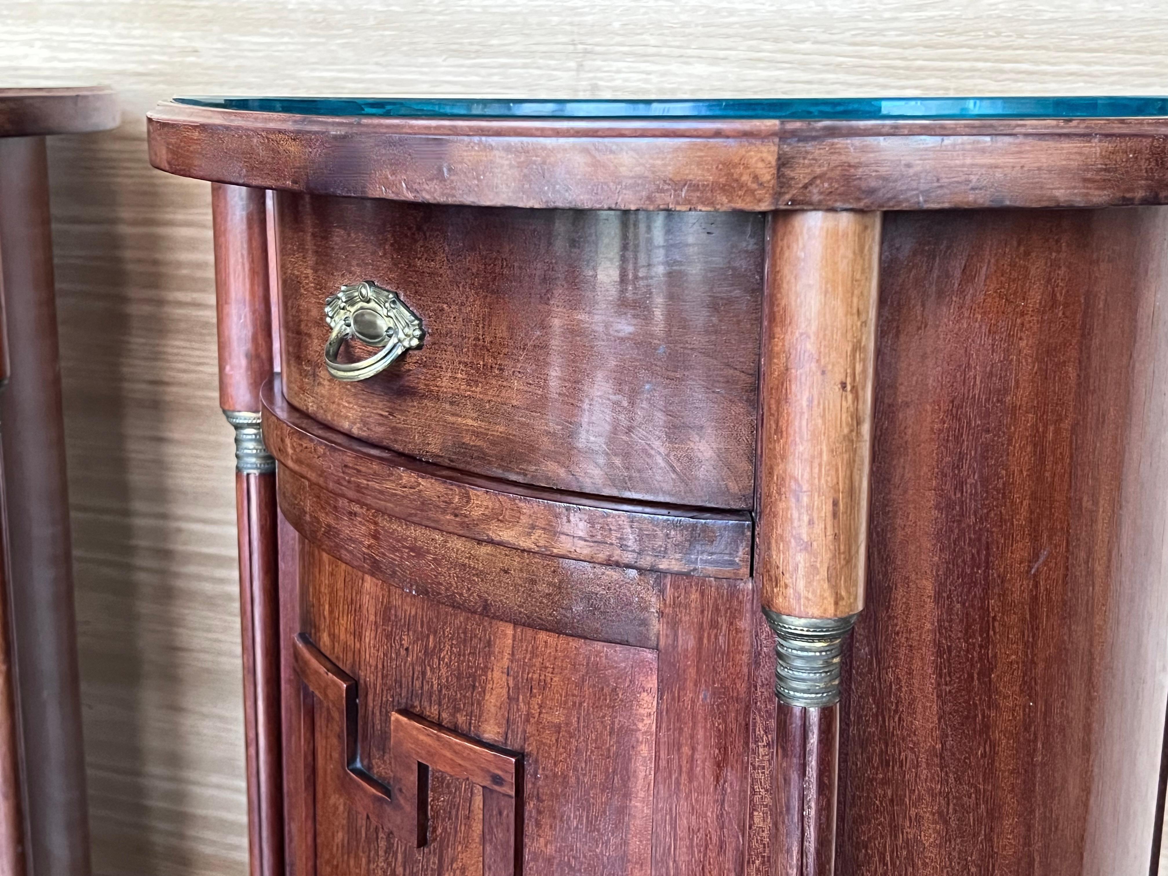 1890 Biedermeier Style Drum Tables with Drawer and Door For Sale 8