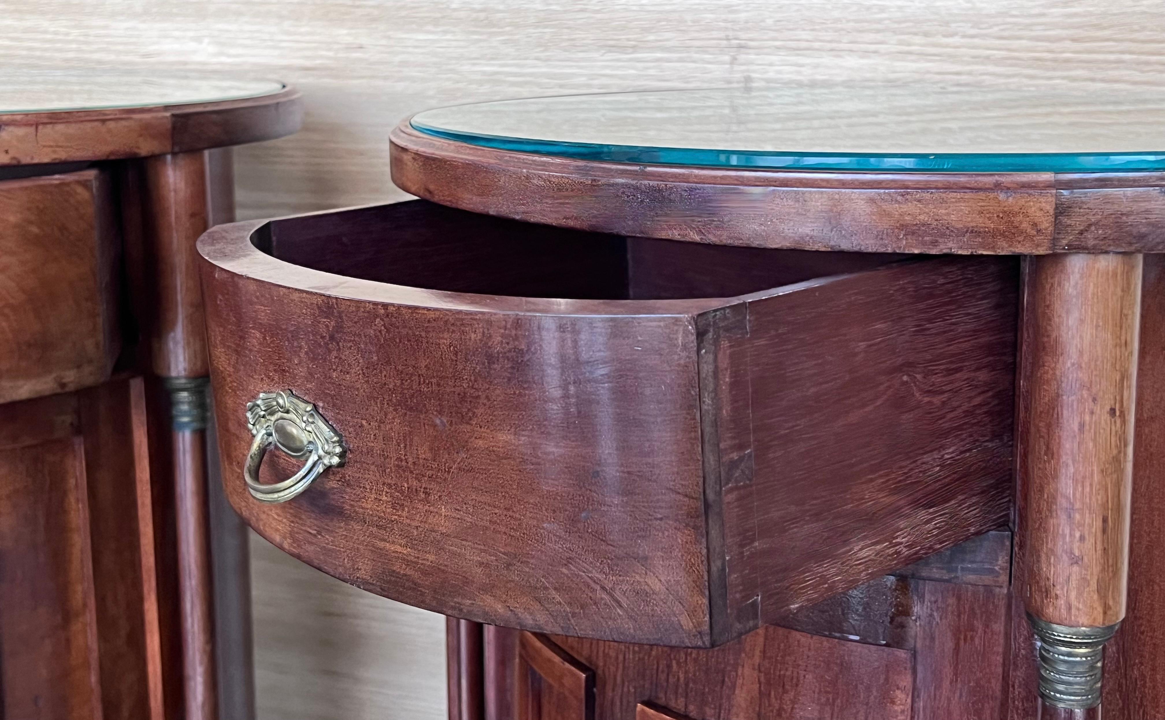 1890 Biedermeier Style Drum Tables with Drawer and Door For Sale 9