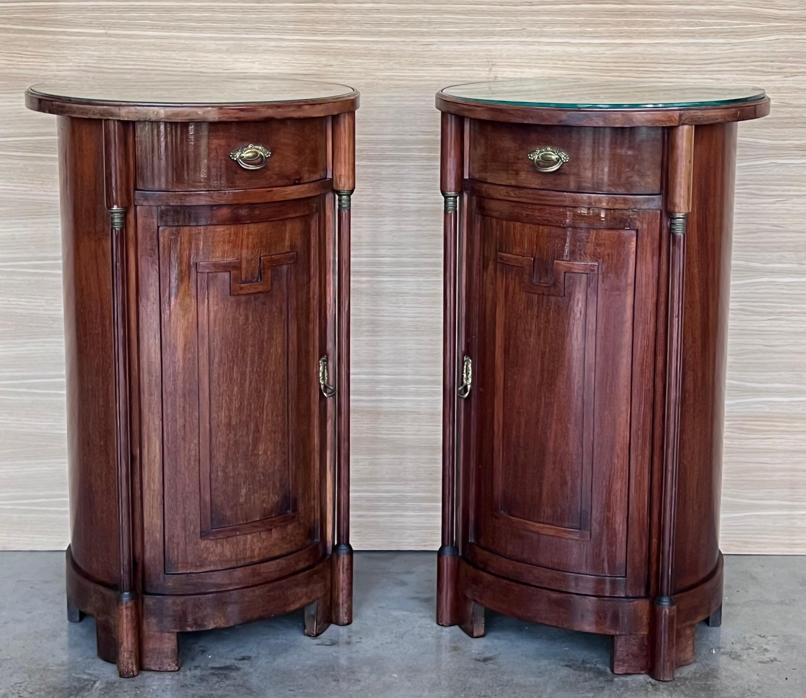 European 1890 Biedermeier Style Drum Tables with Drawer and Door For Sale