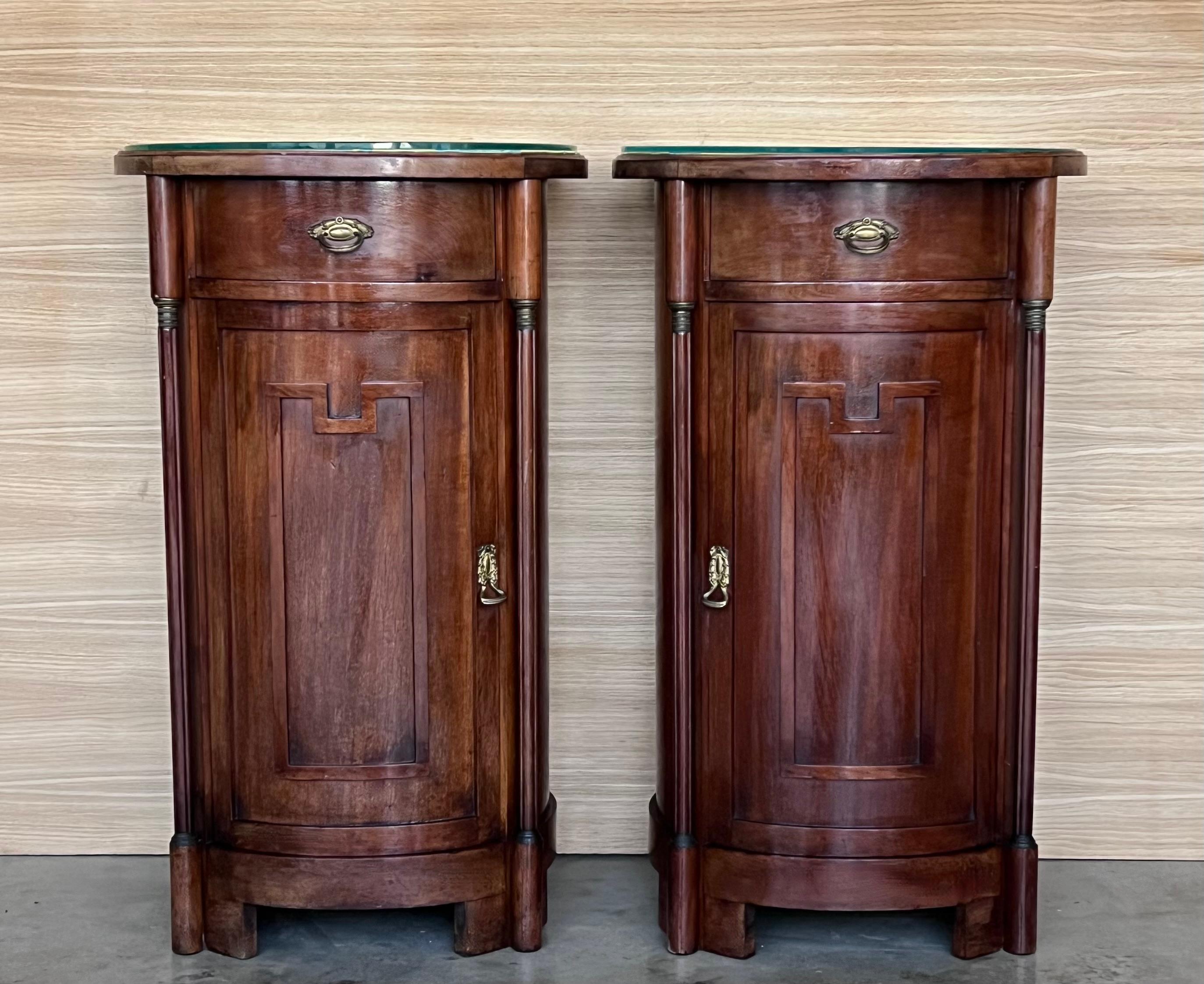1890 Biedermeier Style Drum Tables with Drawer and Door In Good Condition For Sale In Miami, FL