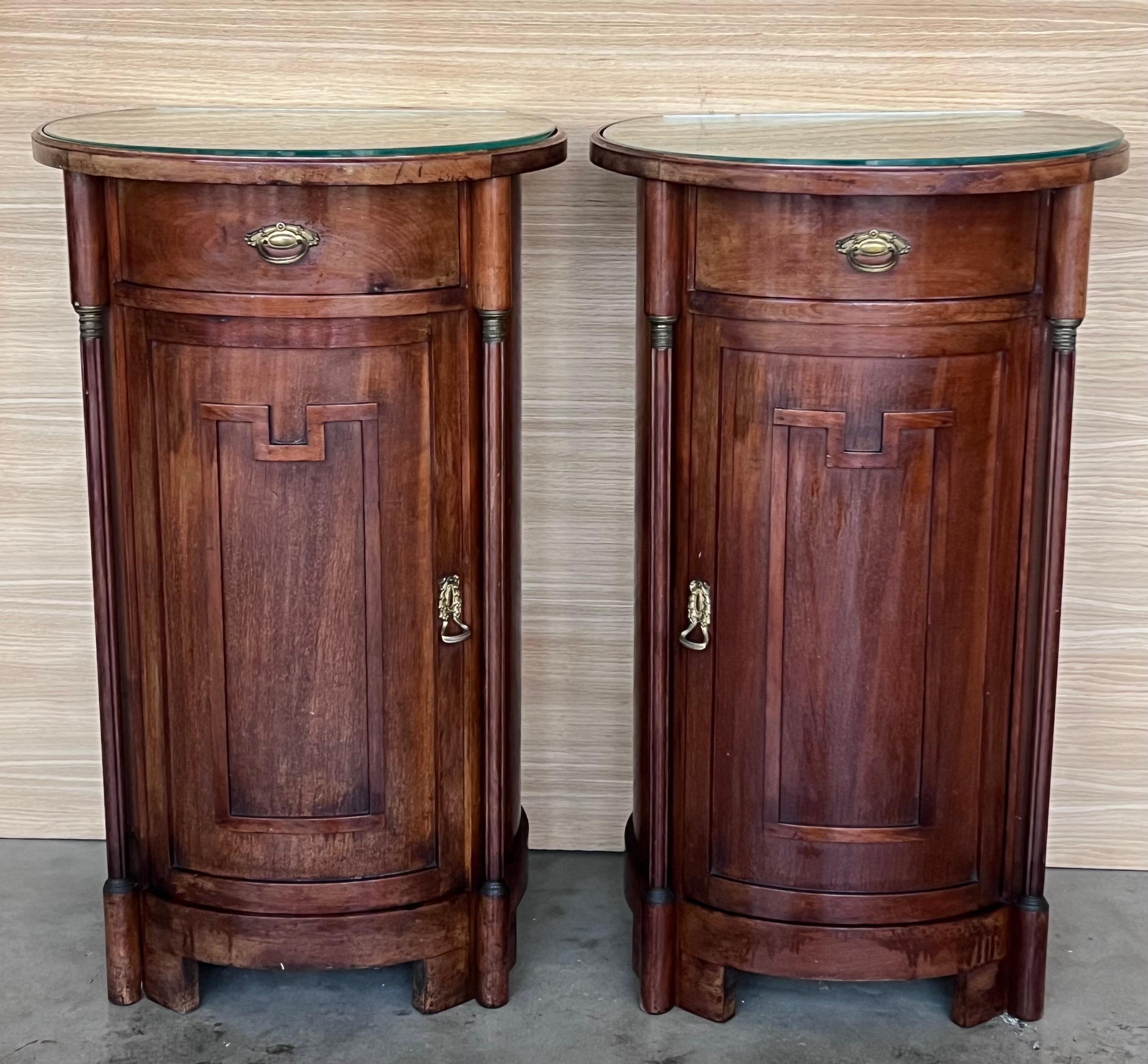 1890 Biedermeier Style Drum Tables with Drawer and Door For Sale 1