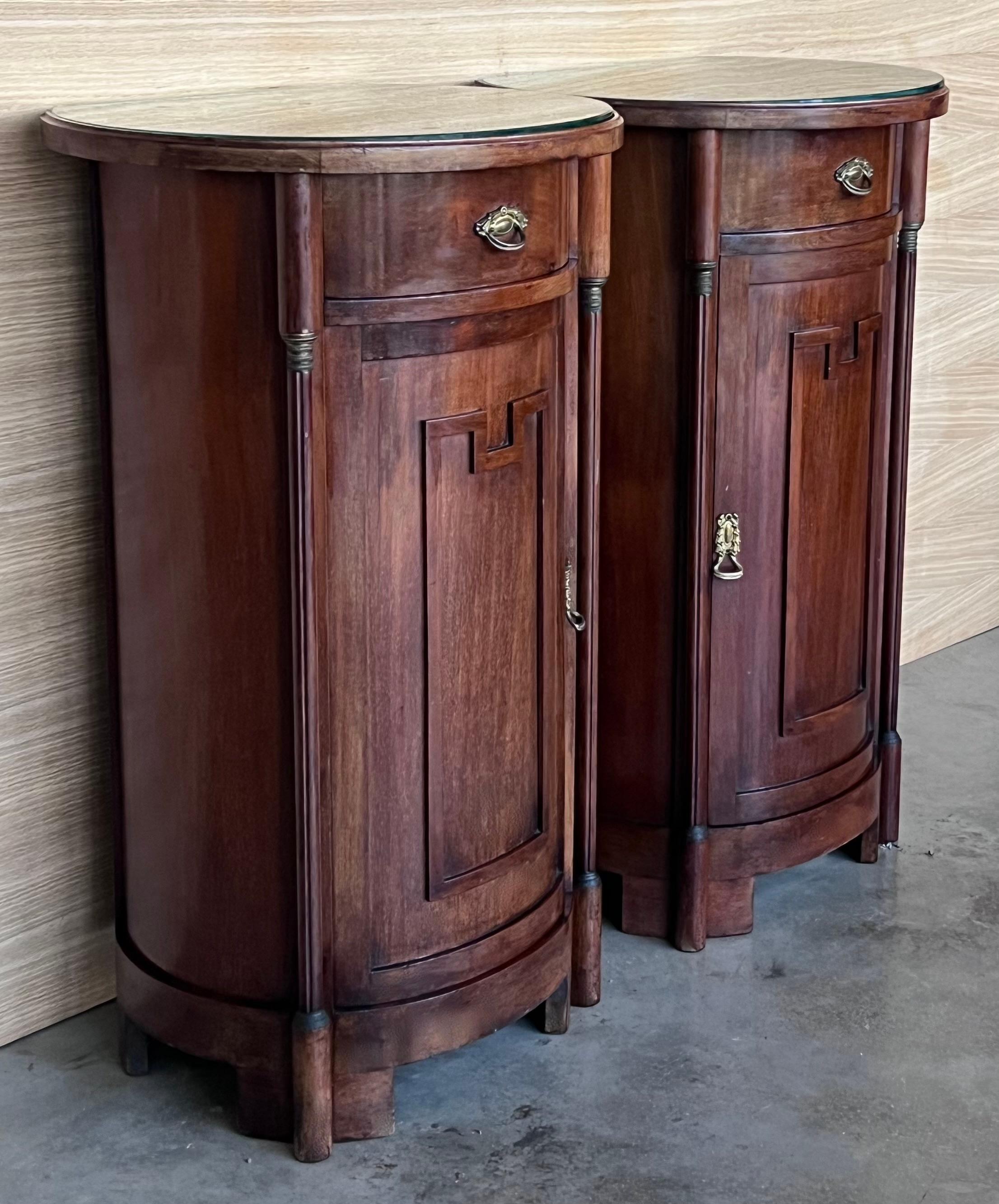1890 Biedermeier Style Drum Tables with Drawer and Door For Sale 2
