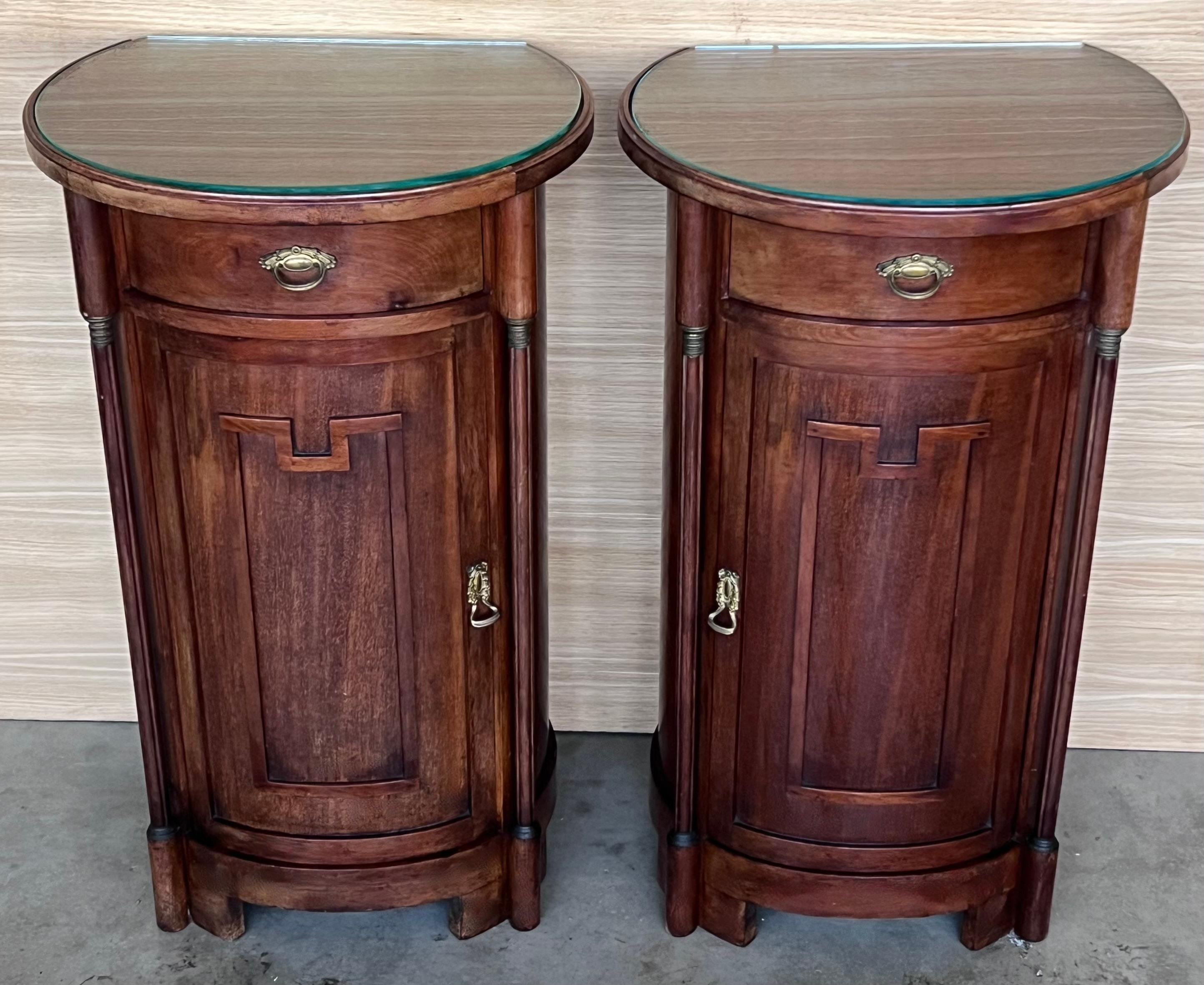 1890 Biedermeier Style Drum Tables with Drawer and Door For Sale 3