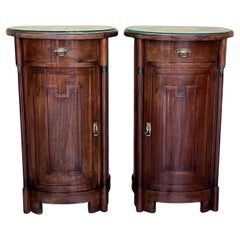 Tables à tambour de style Biedermeier 1890 avec tiroir et porte