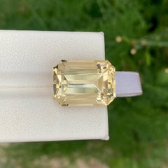 18.90 Carat Natural Loose Yellow Citrine Stone Emerald Cut Brazilian Gemstone