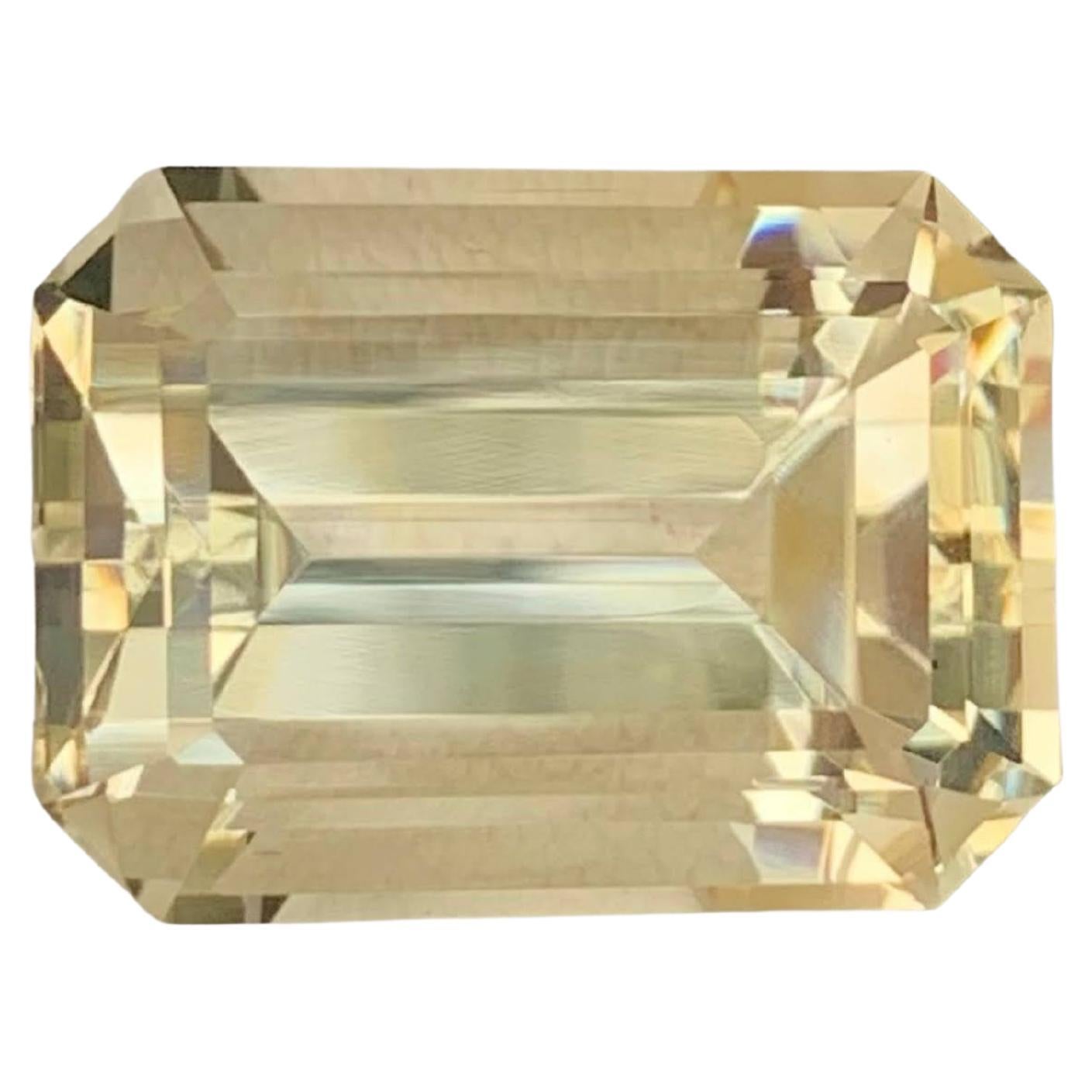 18.90 Carat Natural Loose Yellow Citrine Stone Emerald Cut Brazilian Gemstone
