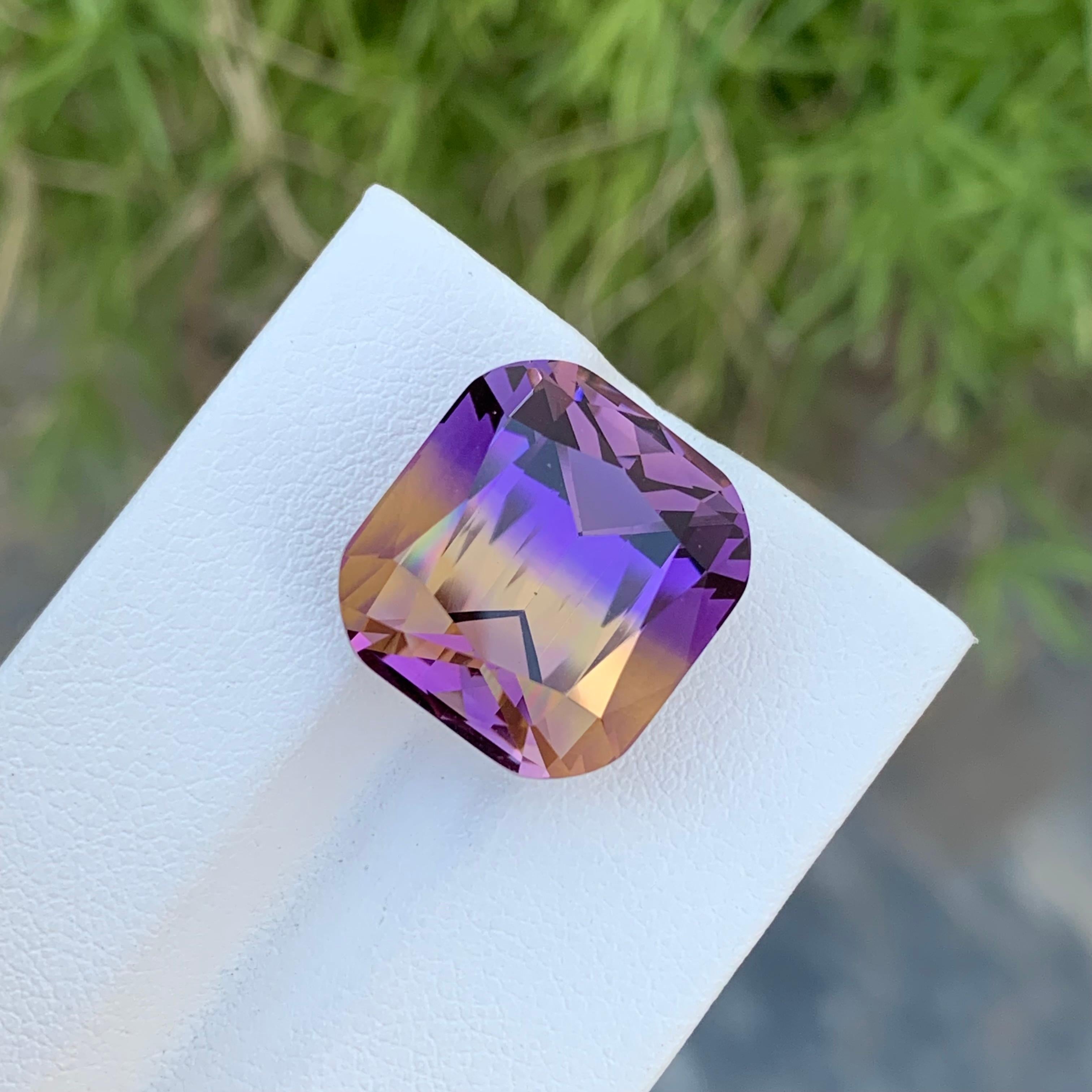 18.90 Carats Natural Loose Ametrine Cushion Shape Bolivianite Gem For Jewellery  For Sale 5