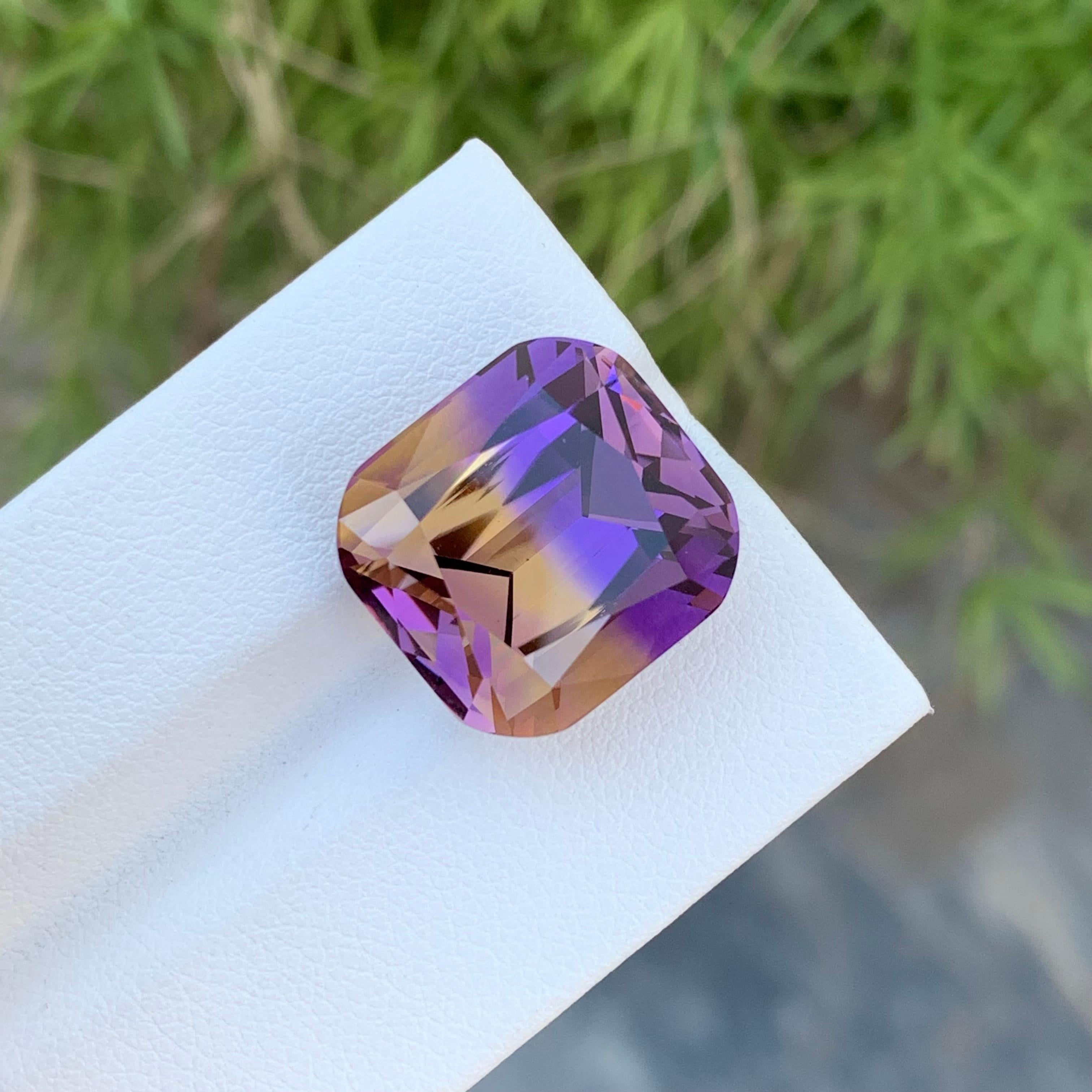 18.90 Carats Natural Loose Ametrine Cushion Shape Bolivianite Gem For Jewellery  In New Condition For Sale In Peshawar, PK