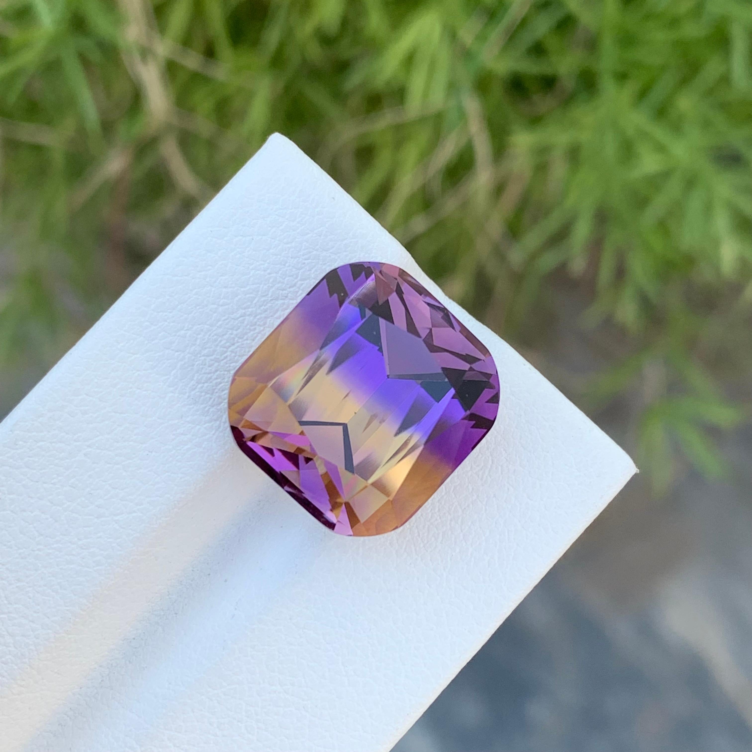 18.90 Carats Natural Loose Ametrine Cushion Shape Bolivianite Gem For Jewellery  For Sale 1