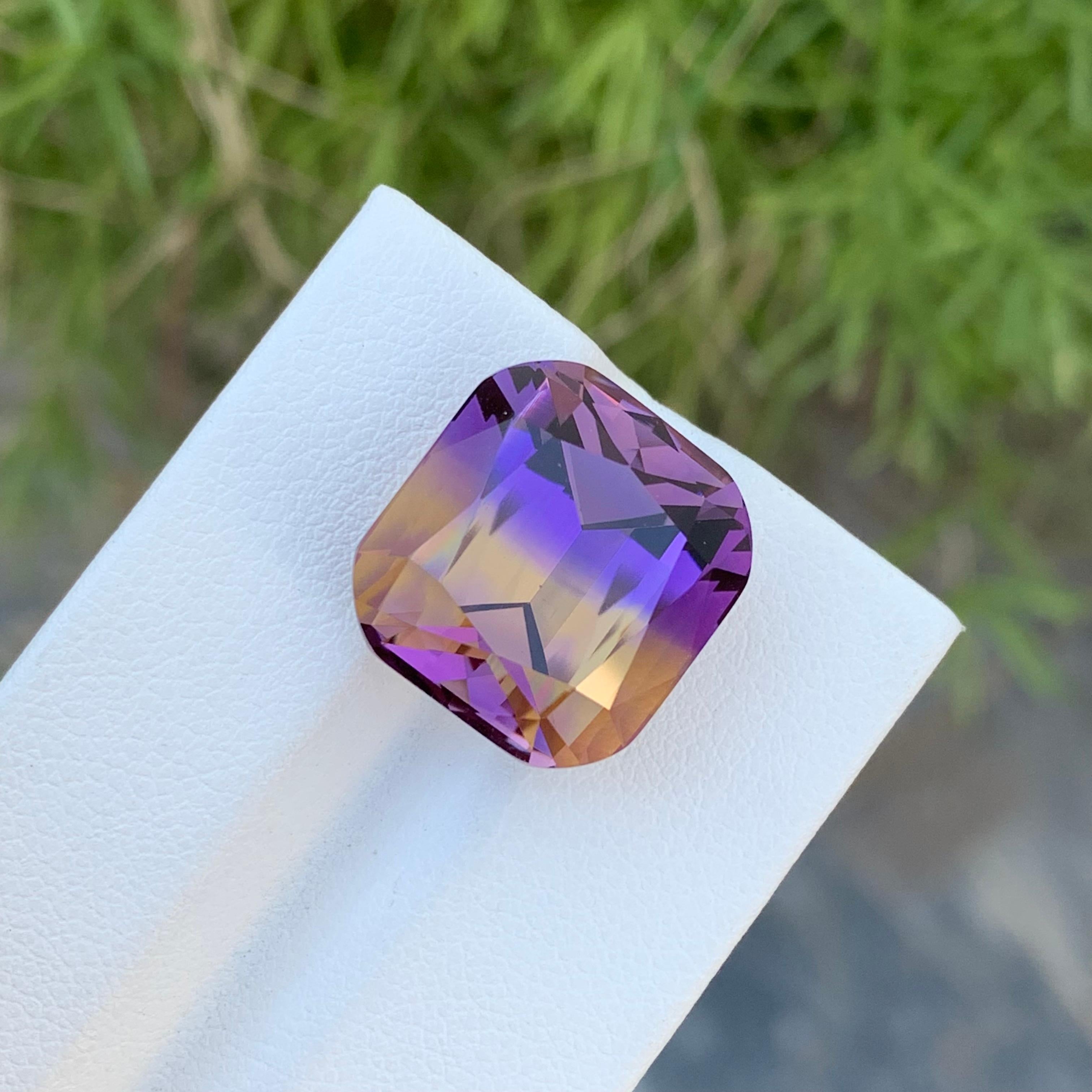 18.90 Carats Natural Loose Ametrine Cushion Shape Bolivianite Gem For Jewellery  For Sale 3
