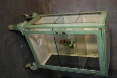 1890 Cast Iron Glass Door Metal Medical Cabinet