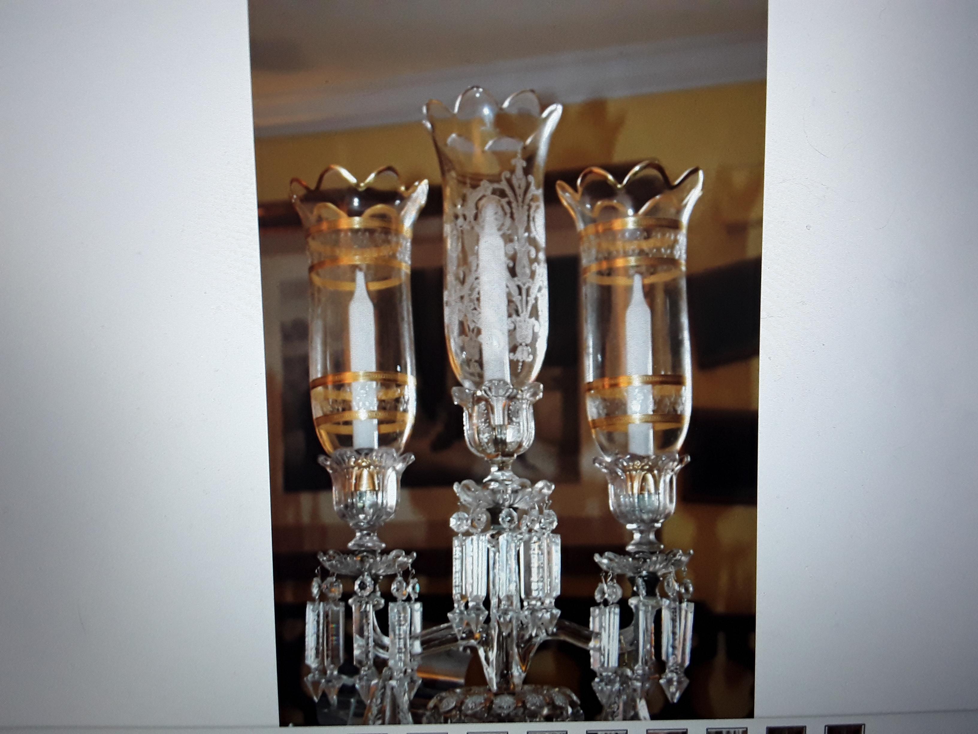 1890 Français Antiquités Napoléon III Signé Baccarat Chandelier / Bougeoir Large en vente 5