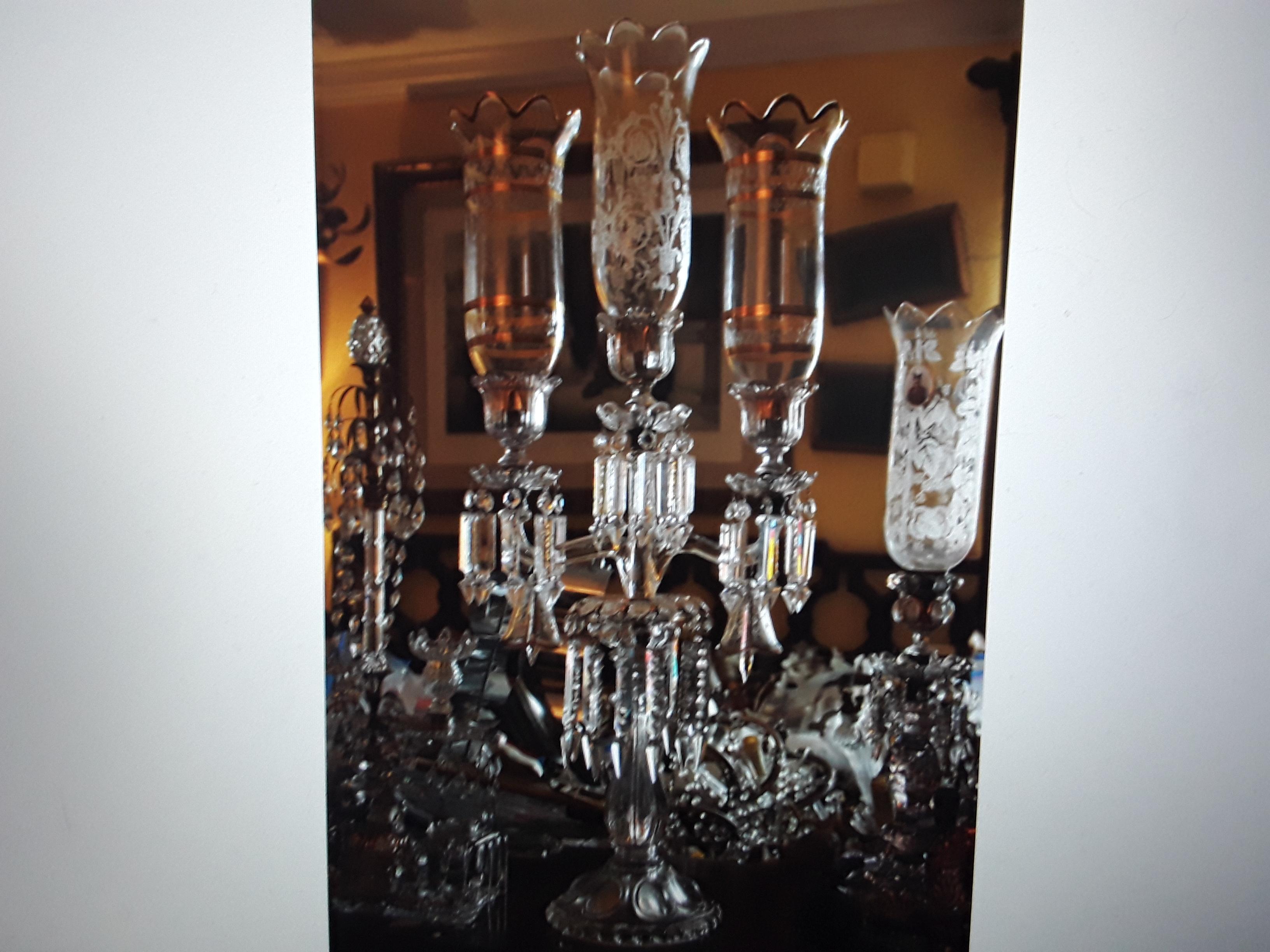1890 French Antique Napoleon III Signed Baccarat Candelabrum/Candle Holder Large In Good Condition For Sale In Opa Locka, FL