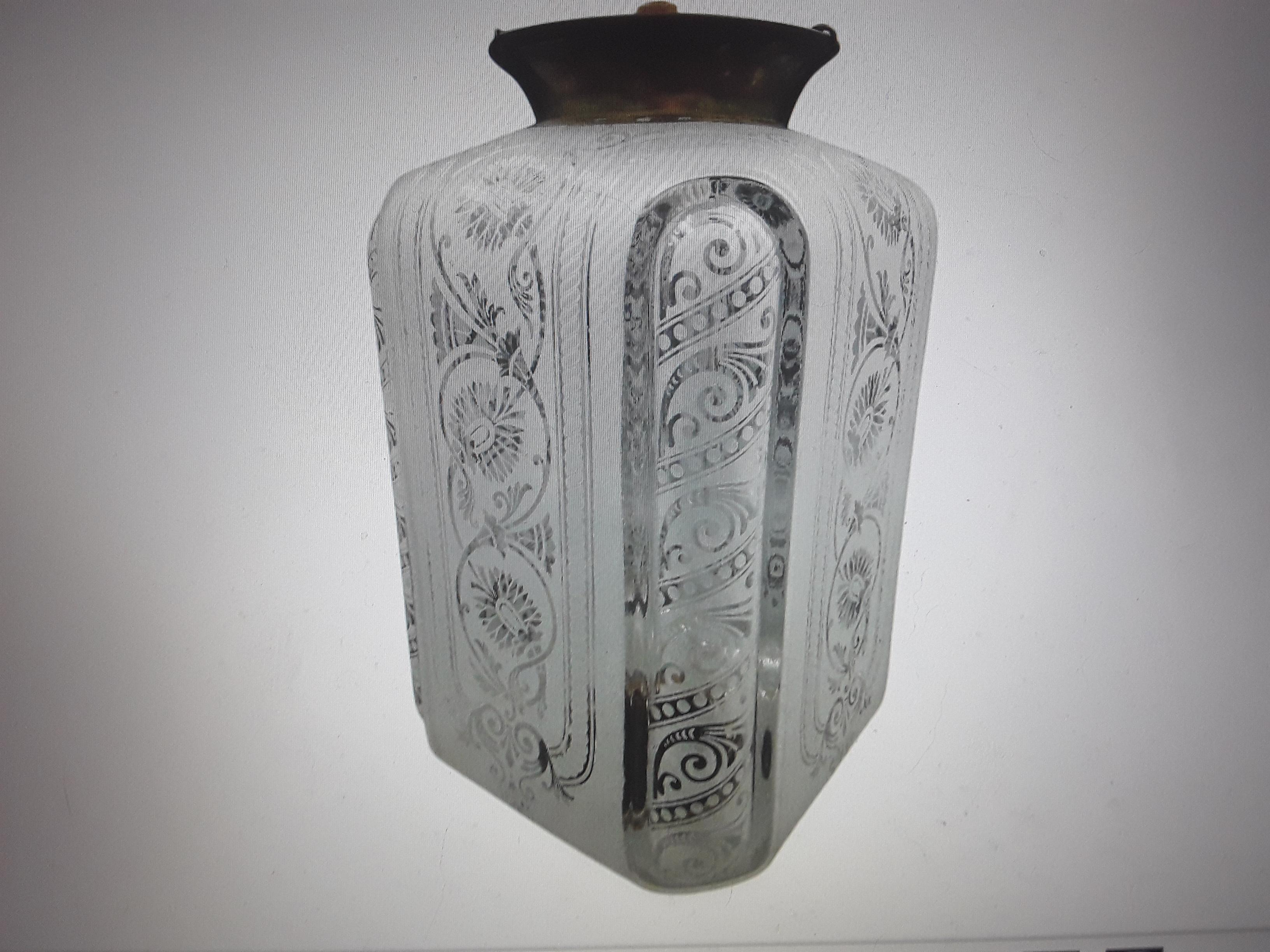 1890 French Art Nouveau Floral Form Ceiling Lantern/ Pendant Fixture by Baccarat 8
