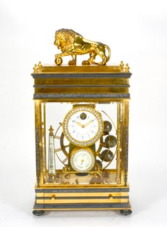 1900 French Industrial Ferris Wheel Falling Ball Powered Gilt Regulator Clock