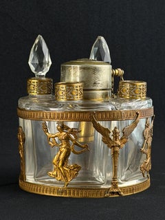 1890 French Ormolu Perfume Set with 4 Bottles – ARYS Paris “Fox-Trot” Labels