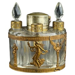 1890 French Ormolu Perfume Set with 4 Bottles – ARYS Paris “Fox-Trot” Labels