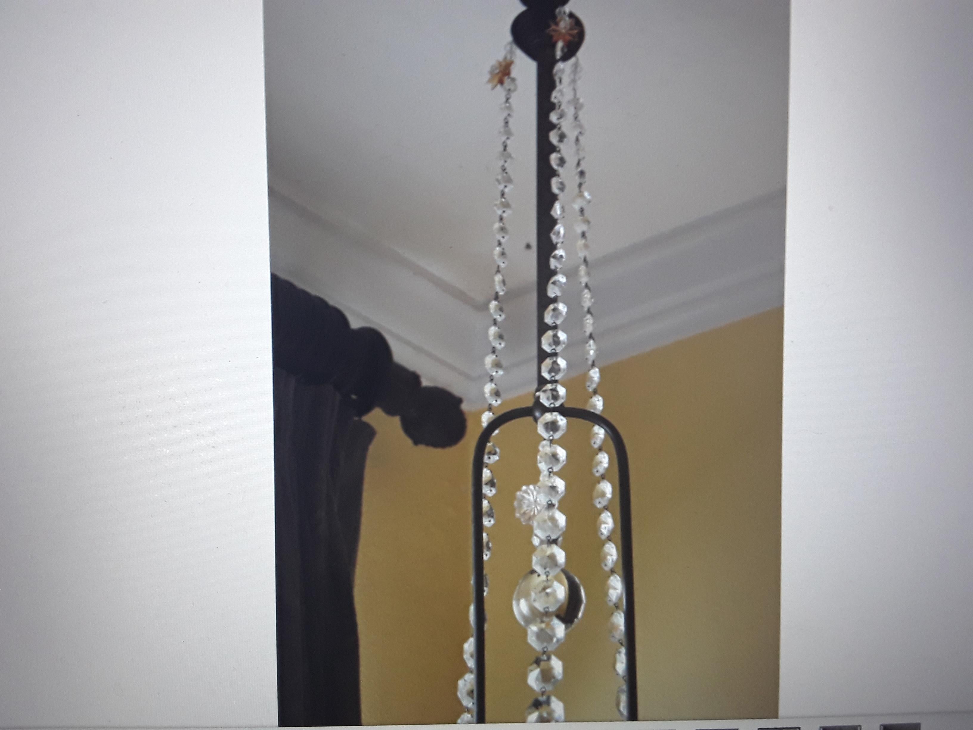 Late 19th Century 1890 French Style Maison Bagues Napoleon III Gas Conv. Beaded Crystal Chandelier For Sale