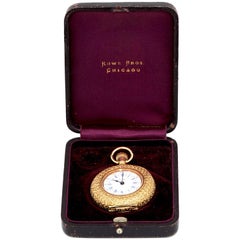 1890 Gold Pocket Watch, Engraved Rowe Brothers, Chicago, with the Original Box