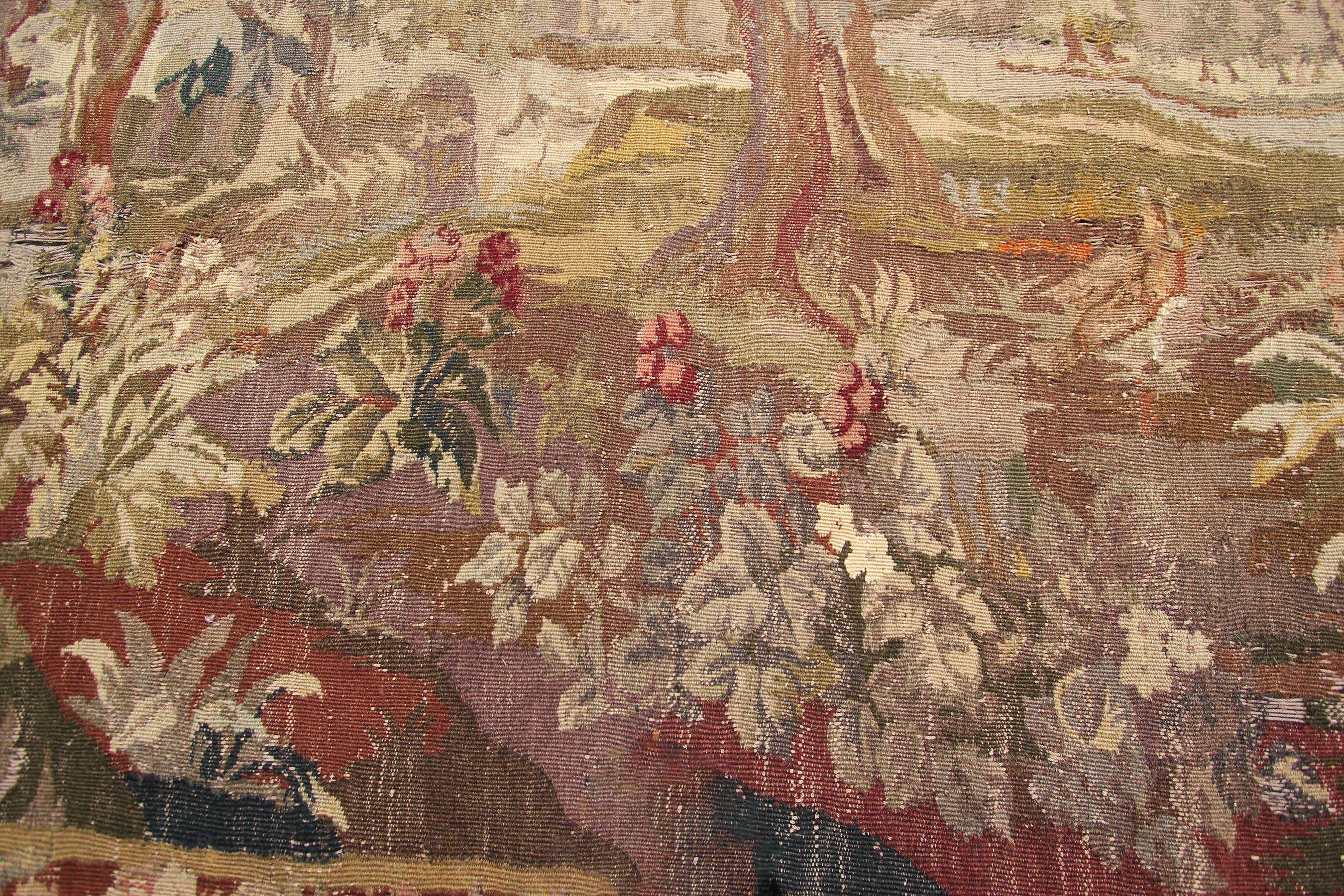 1890 Handmade Antique French Tapestry Verdure 10x11 Large Tapestry 303cmx336ccm en vente 5