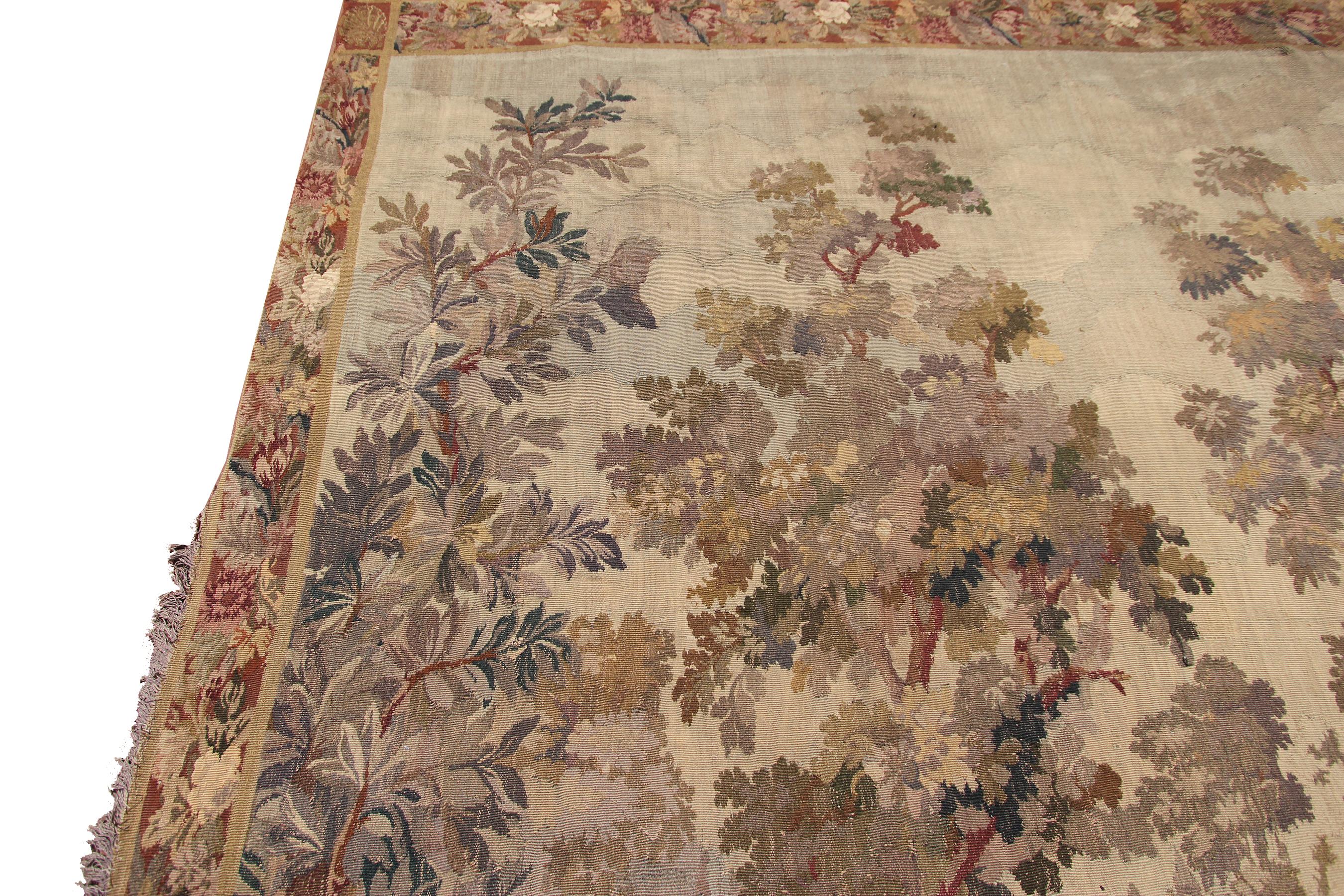 1890 Handmade Antique French Tapestry Verdure 10x11 Large Tapestry 303cmx336ccm In Good Condition For Sale In New York, NY