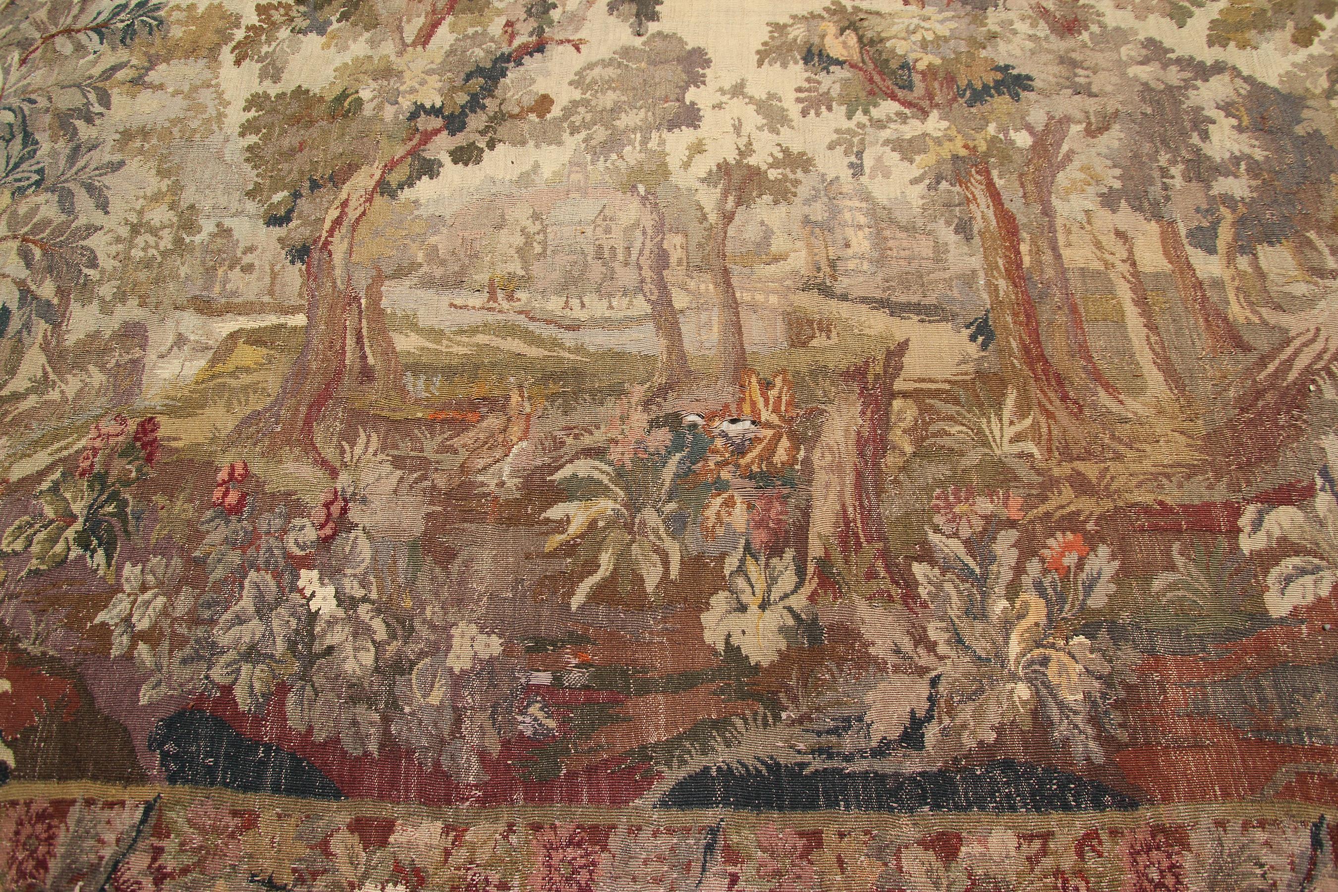 1890 Handmade Antique French Tapestry Verdure 10x11 Large Tapestry 303cmx336ccm For Sale 1