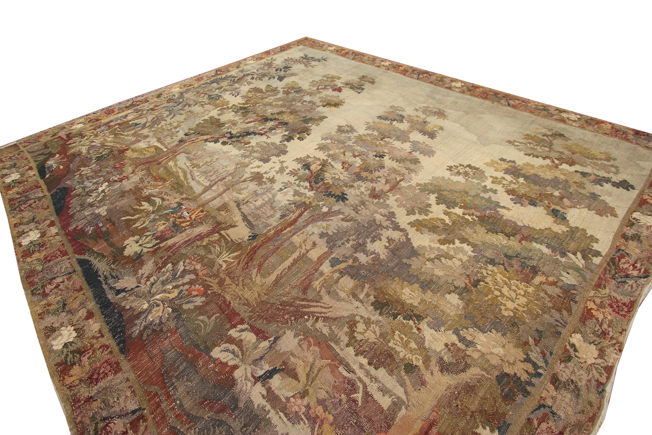 1890 Handmade Antique French Tapestry Verdure 10x11 Large Tapestry 303cmx336ccm For Sale 2