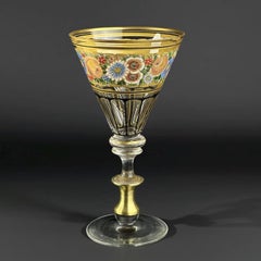 1890, Hermann Pautsch Enamelled and Gilt Glass Goblet, Josephinenhütte
