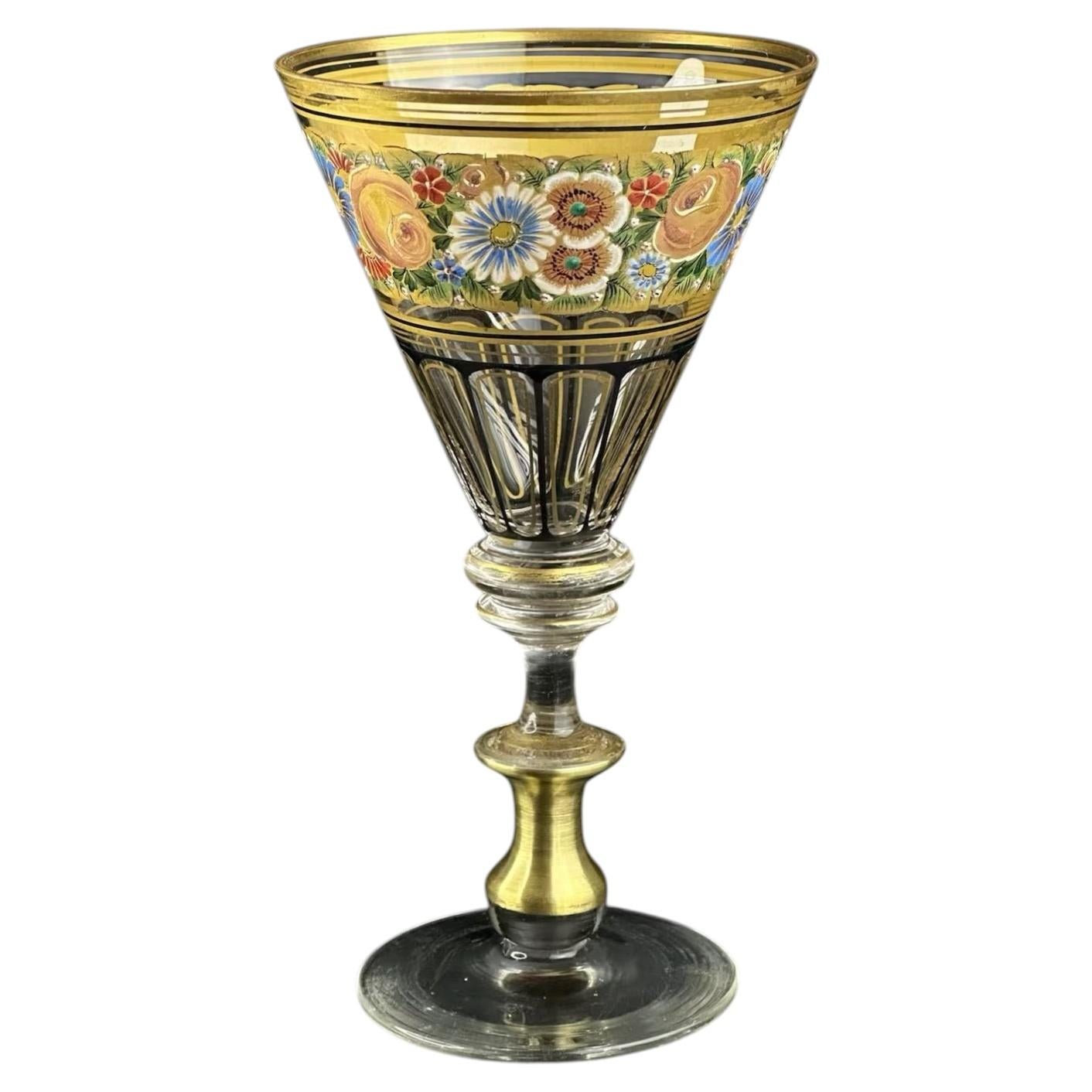 1890, Hermann Pautsch Enamelled and Gilt Glass Goblet, Josephinenhütte For Sale