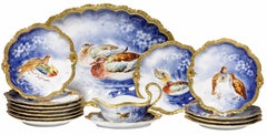 1890 Limoges Porcelain Wild Birds Set for 12 People