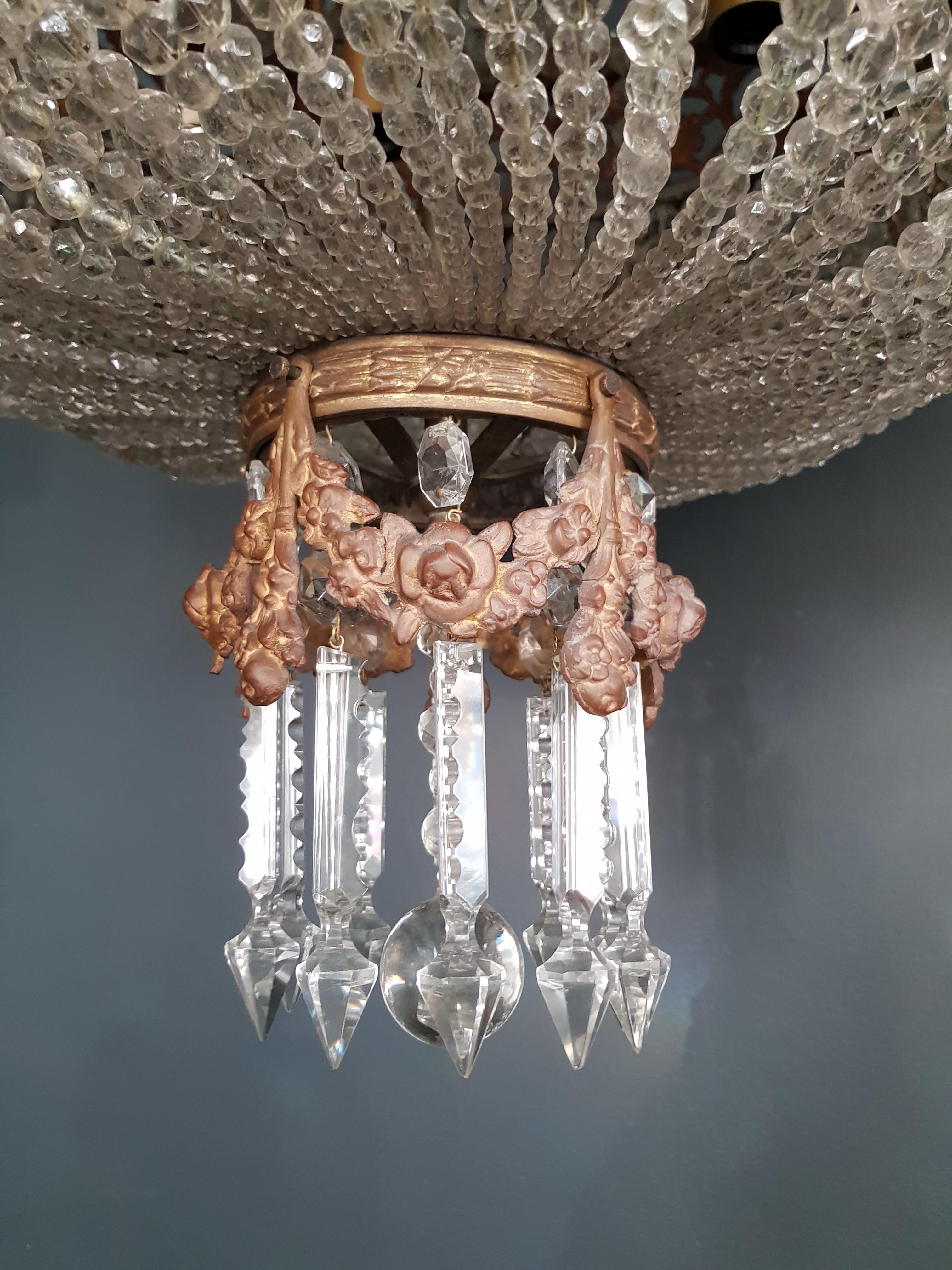 1890 Montgolfièr Antique Empire Brass Chandelier Crystal Lamp Lustre Art Nouveau 1